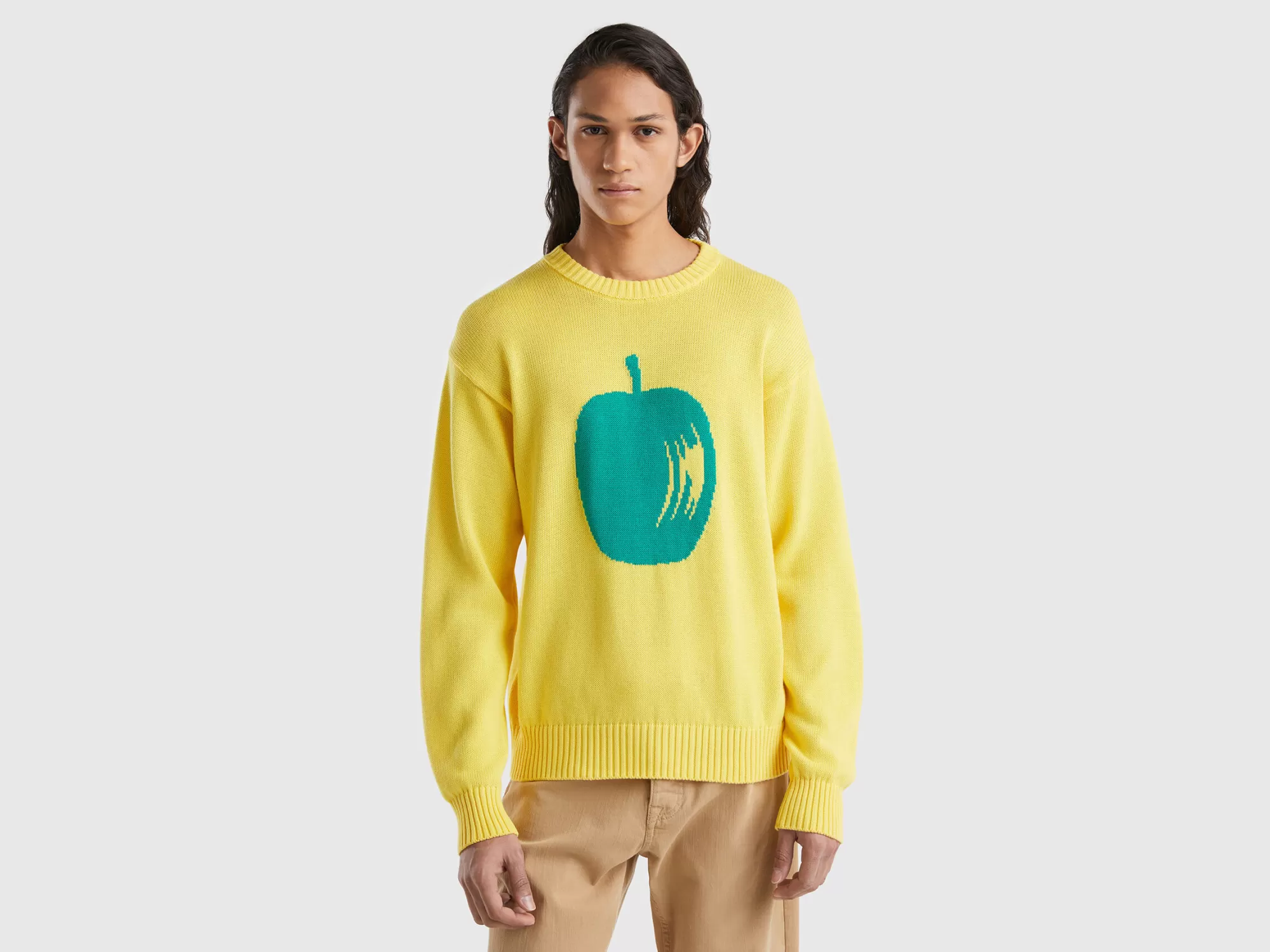 Benetton Jerseycon Grabado De Manzana-Hombre Prendas De Punto