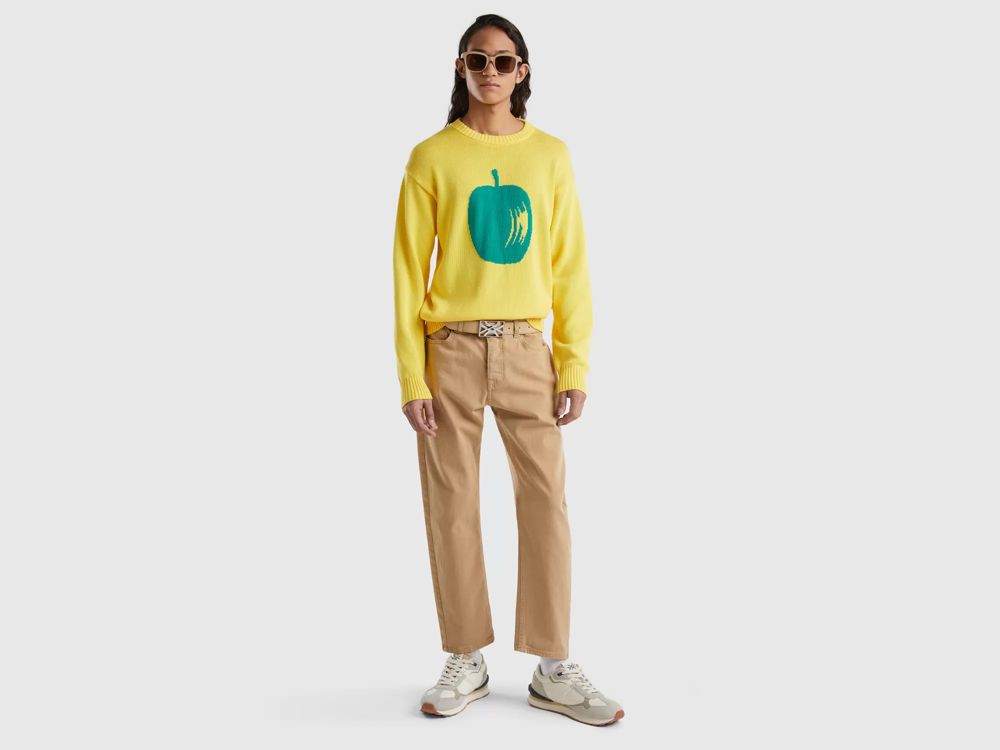 Benetton Jerseycon Grabado De Manzana-Hombre Prendas De Punto