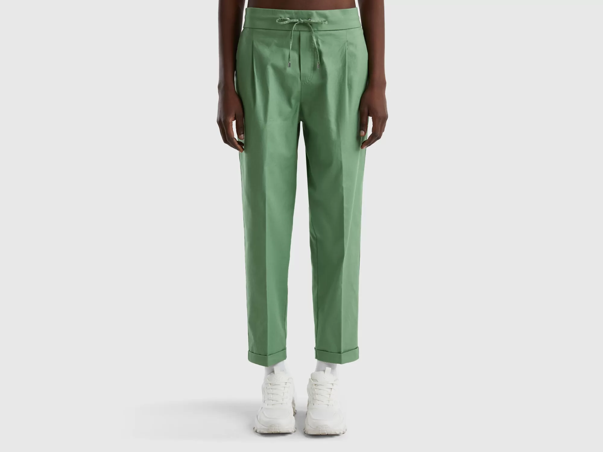 Benetton Joggers De Algodón Elastico-Mujer Pantalones Y Chinos