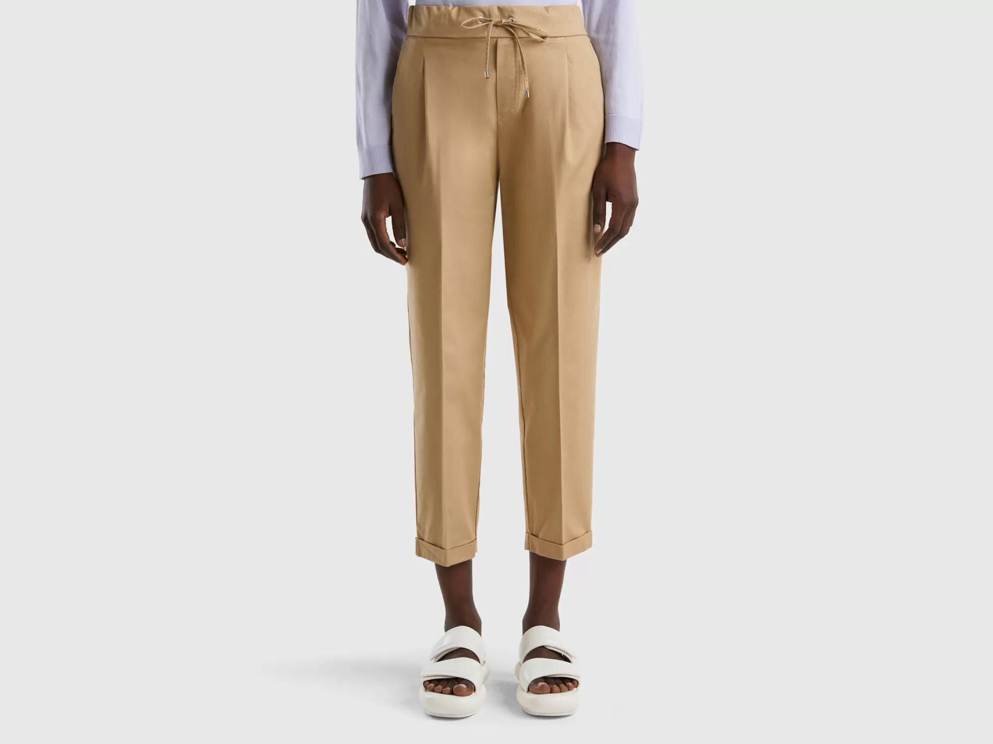 Benetton Joggers De Algodón Elastico-Mujer Pantalones Y Chinos