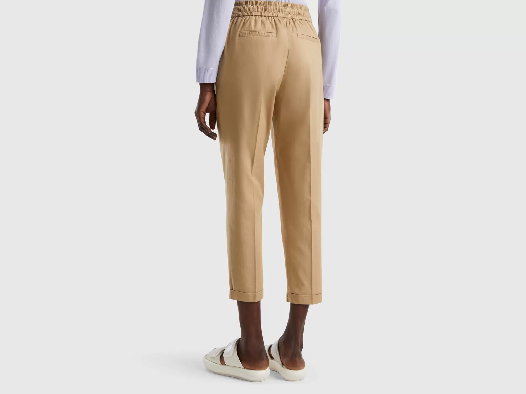 Benetton Joggers De Algodón Elastico-Mujer Pantalones Y Chinos