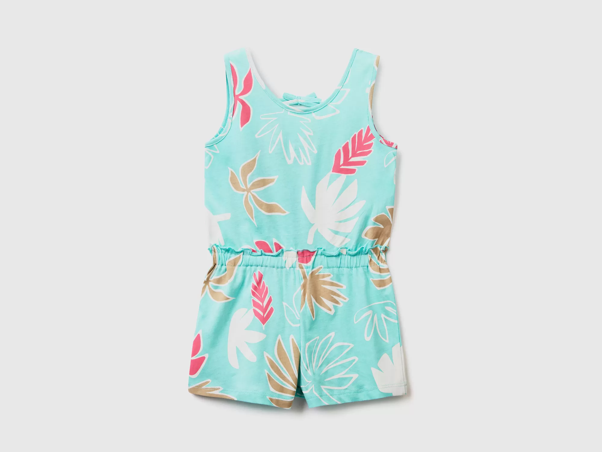 Benetton Mono Corto Con Estampado Tropical-Niños Vestidos Y Petos