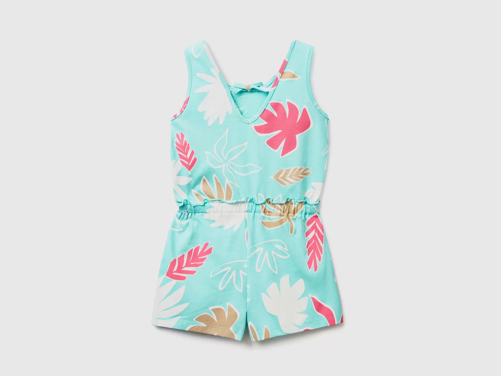 Benetton Mono Corto Con Estampado Tropical-Niños Vestidos Y Petos