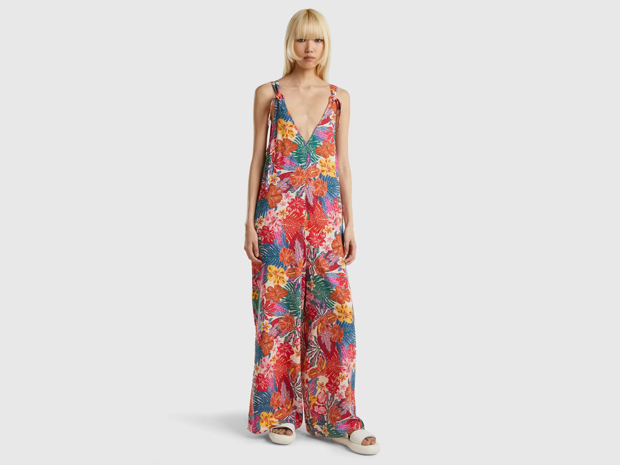 Benetton Mono Floral De Viscosa Sostenible-Mujer Banadores Y Ropa De Playa