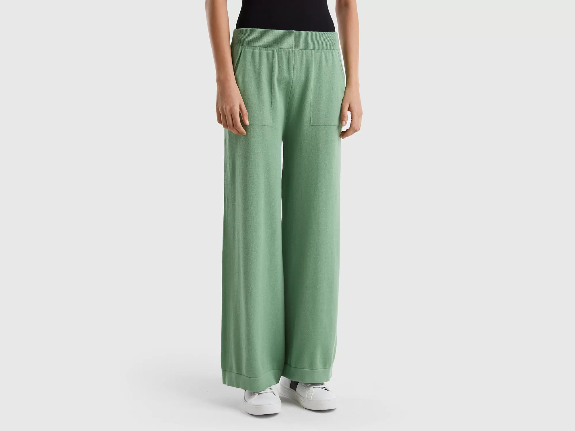 Benetton Pantalon Amplio De Punto-Mujer Pantalones Y Chinos