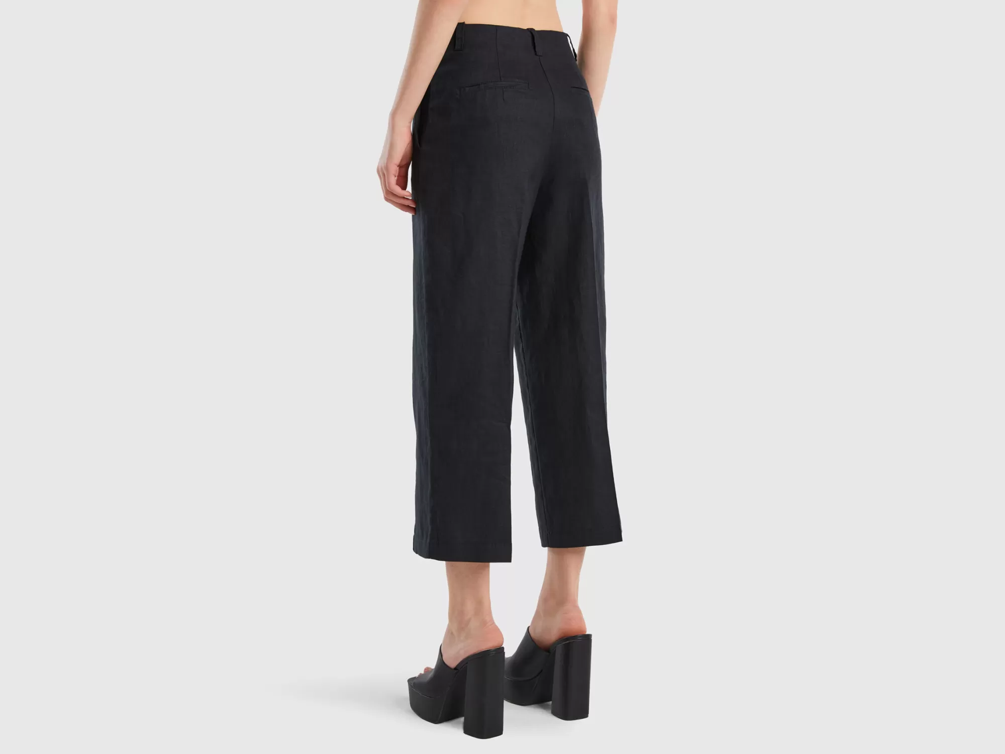 Benetton Pantalon Ancho De Puro Lino-Mujer Pantalones Y Chinos