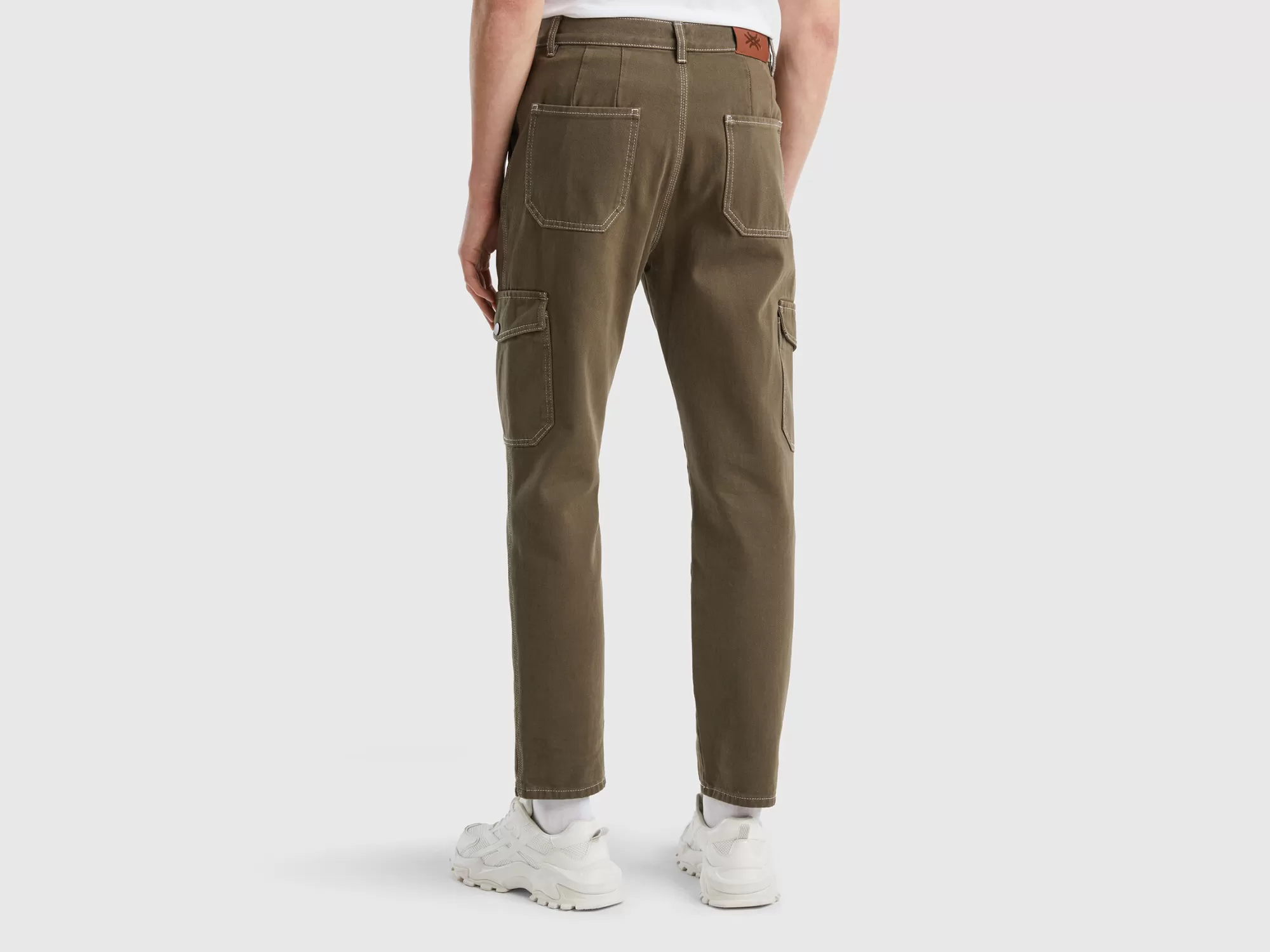 Benetton Pantalon Cargo De 100 % Algodón-Hombre Pantalones Y Chinos