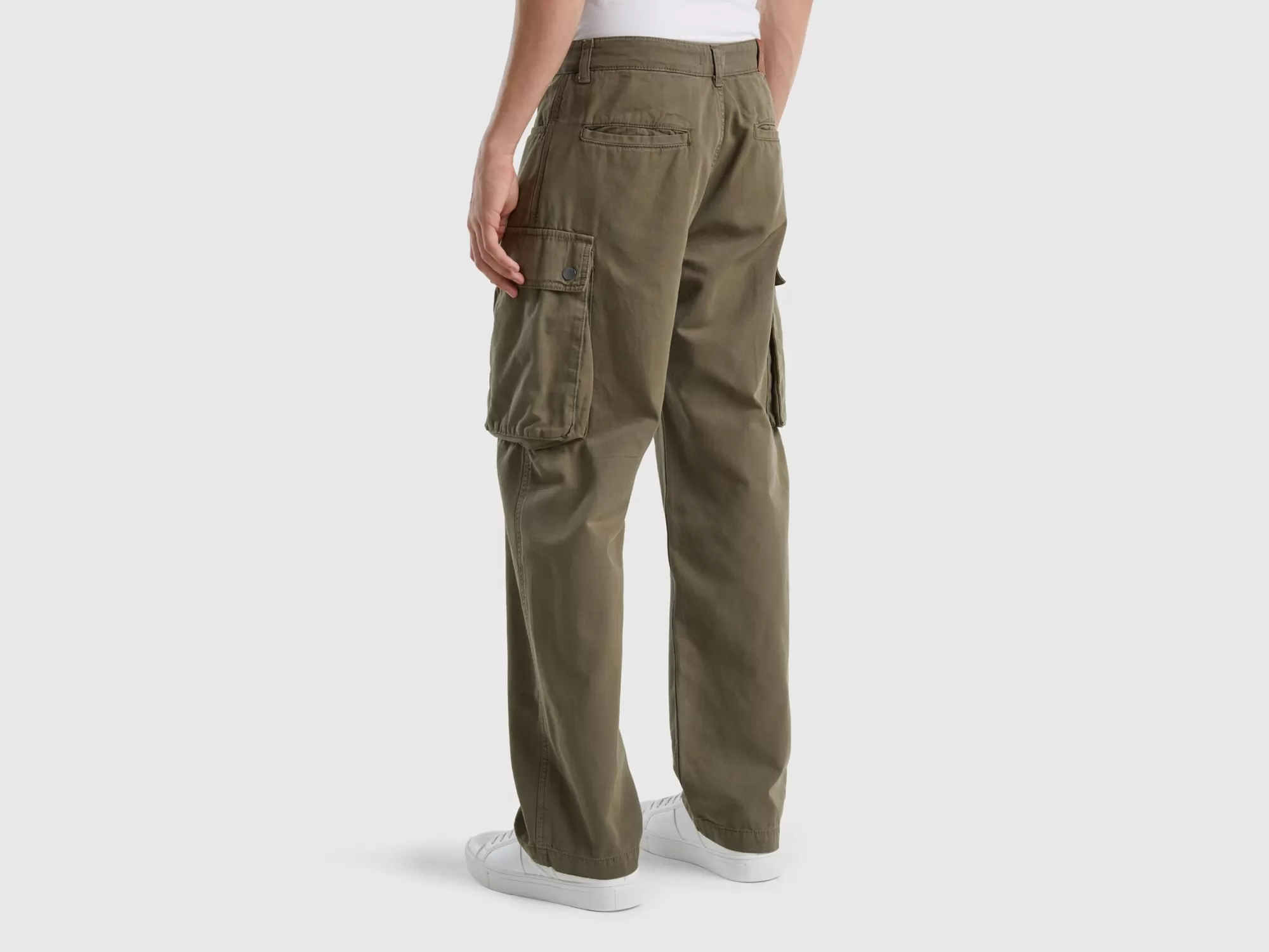 Benetton Pantalon Cargo Verde-Hombre Pantalones Y Chinos