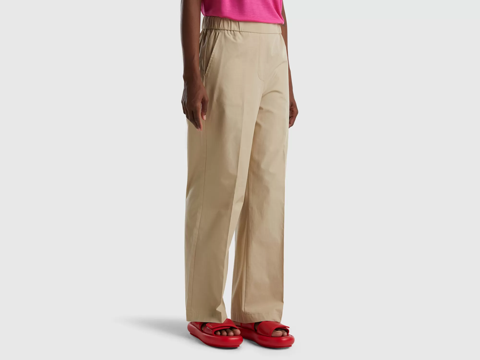 Benetton Pantalon Con Elastico En La Cintura-Mujer Pantalones Y Chinos