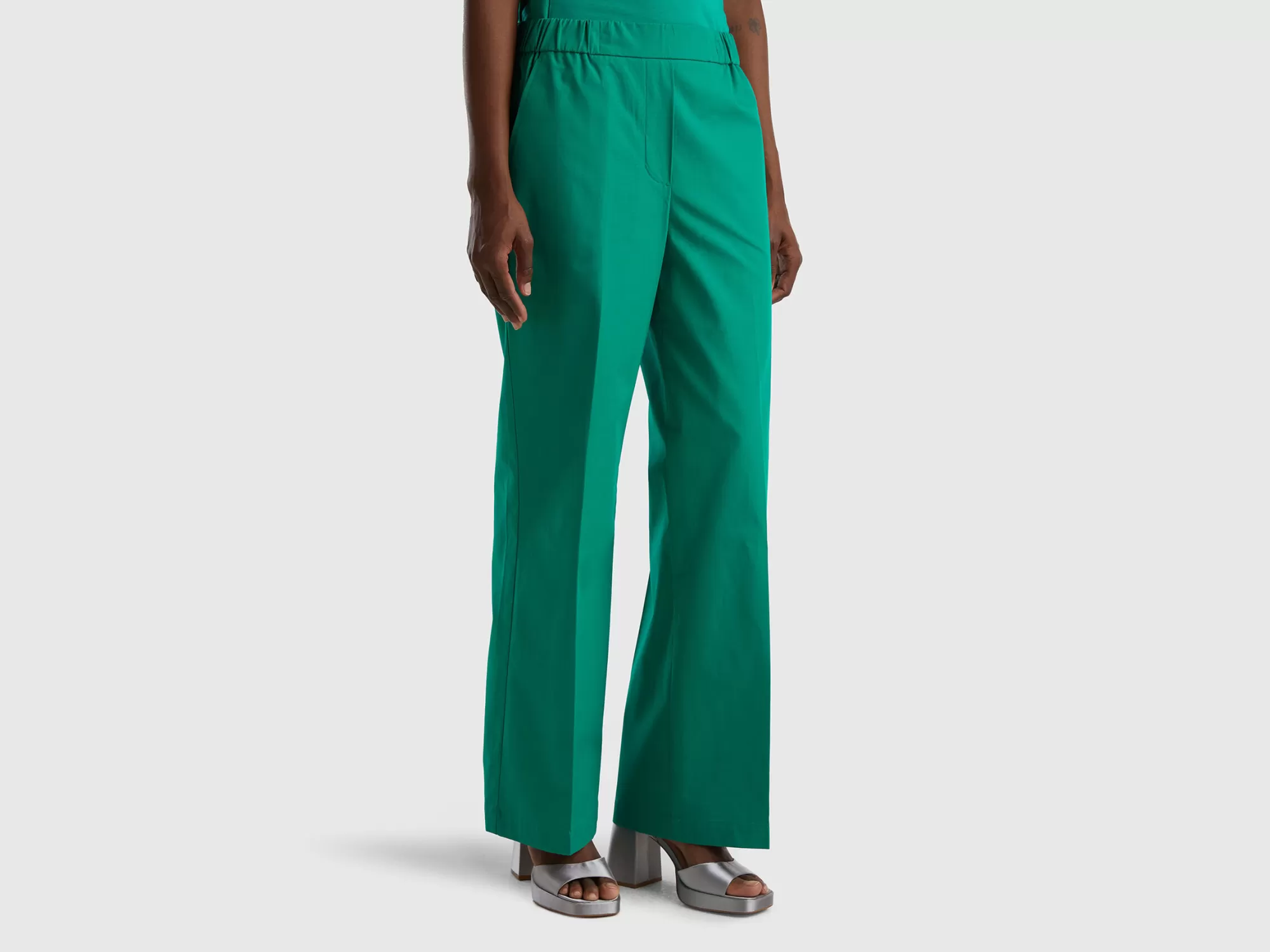 Benetton Pantalon Con Elastico En La Cintura-Mujer Pantalones Y Chinos