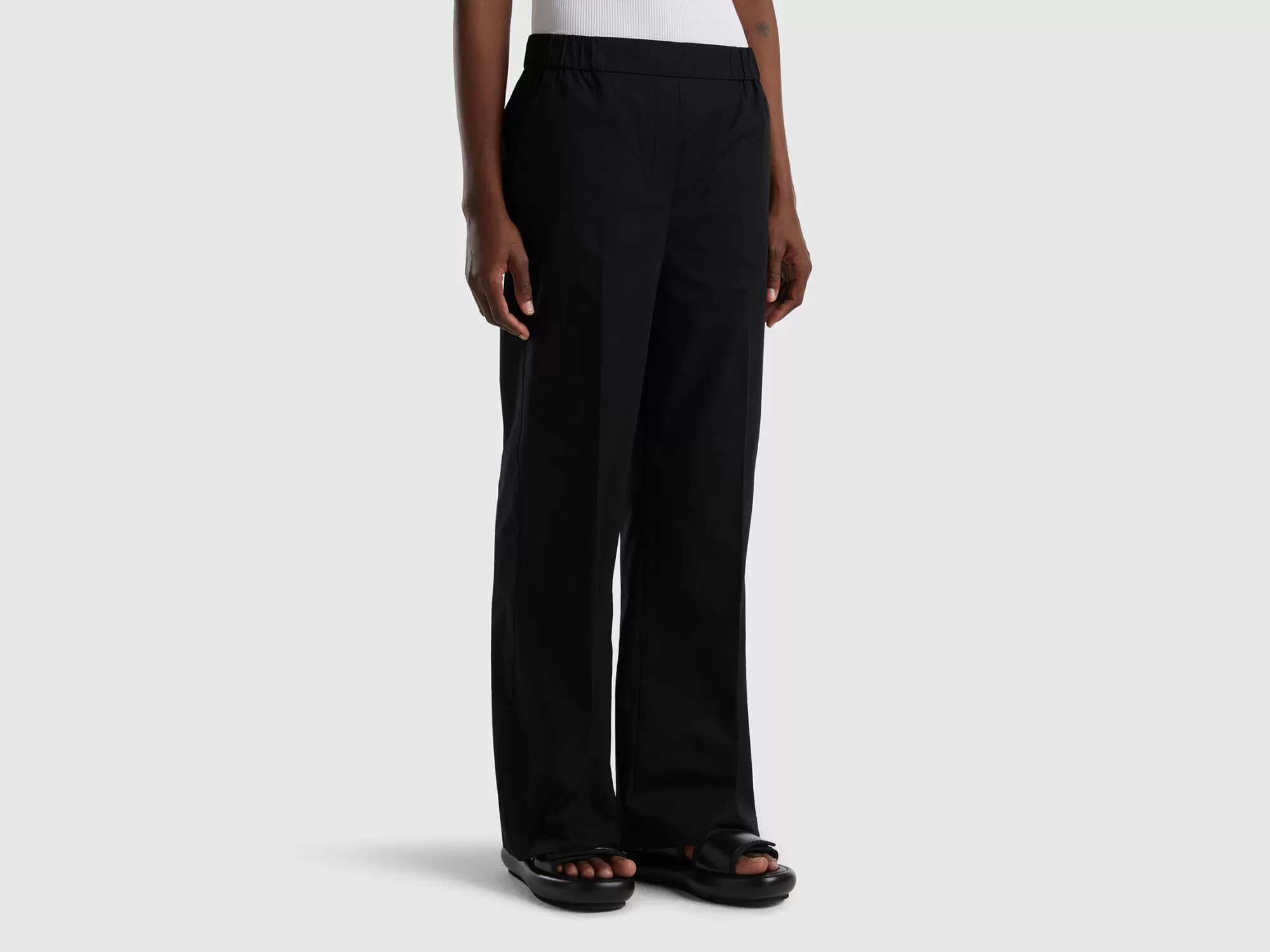 Benetton Pantalon Con Elastico En La Cintura-Mujer Pantalones Y Chinos