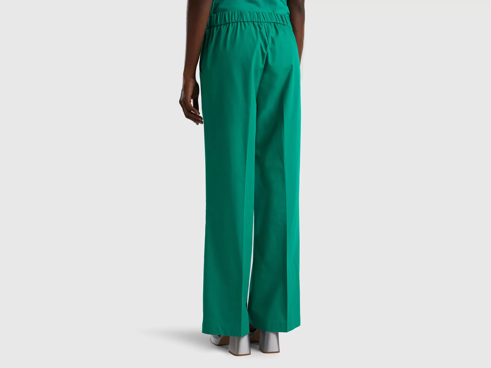 Benetton Pantalon Con Elastico En La Cintura-Mujer Pantalones Y Chinos