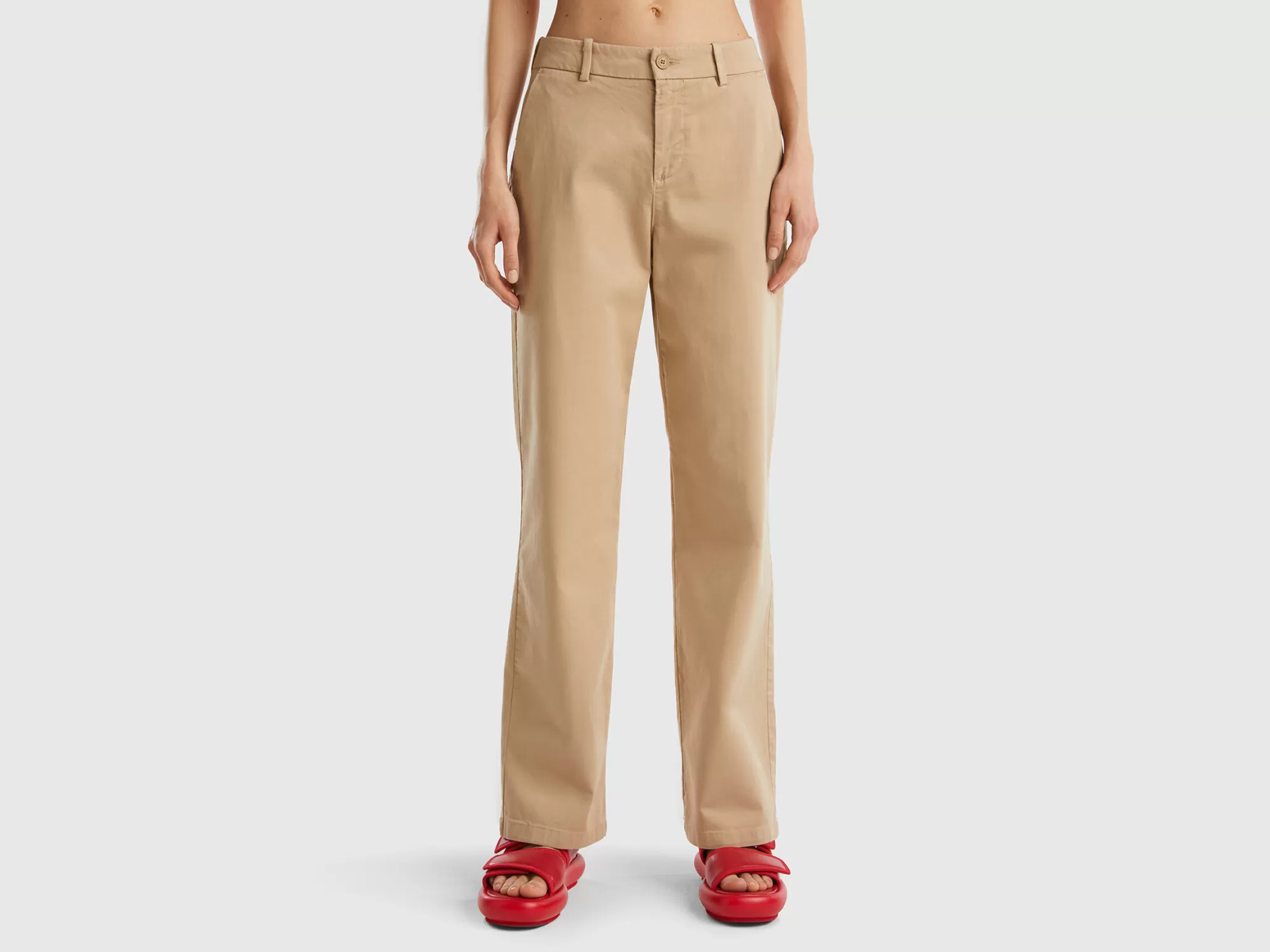 Benetton Pantalon Con Pernera Amplia-Mujer Pantalones Y Chinos