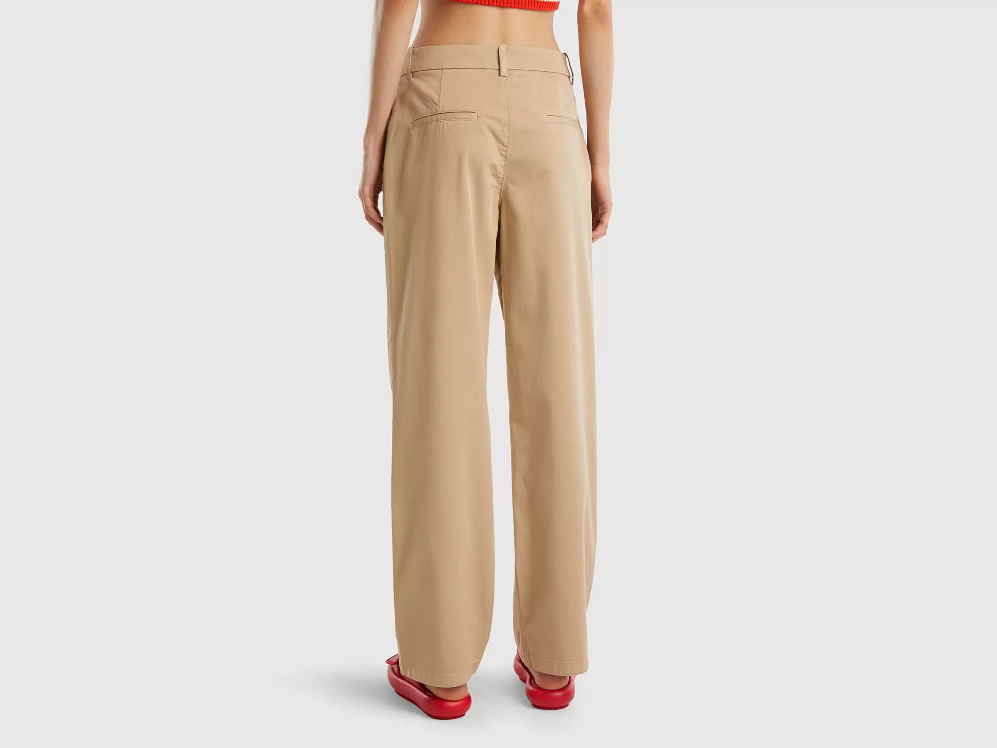 Benetton Pantalon Con Pernera Amplia-Mujer Pantalones Y Chinos