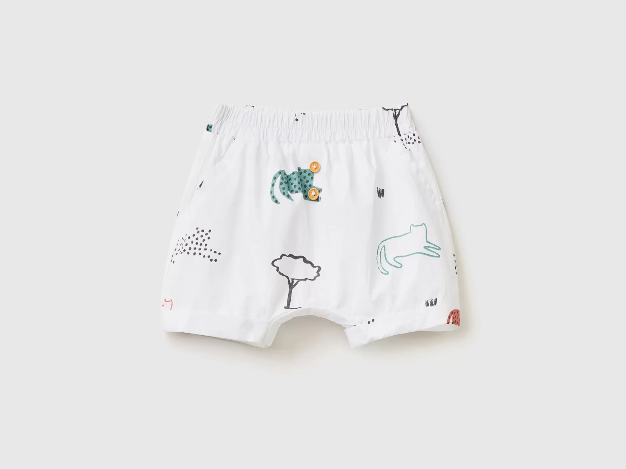 Benetton Pantalon Corto Con Estampado De Animales-Niños Pantalones