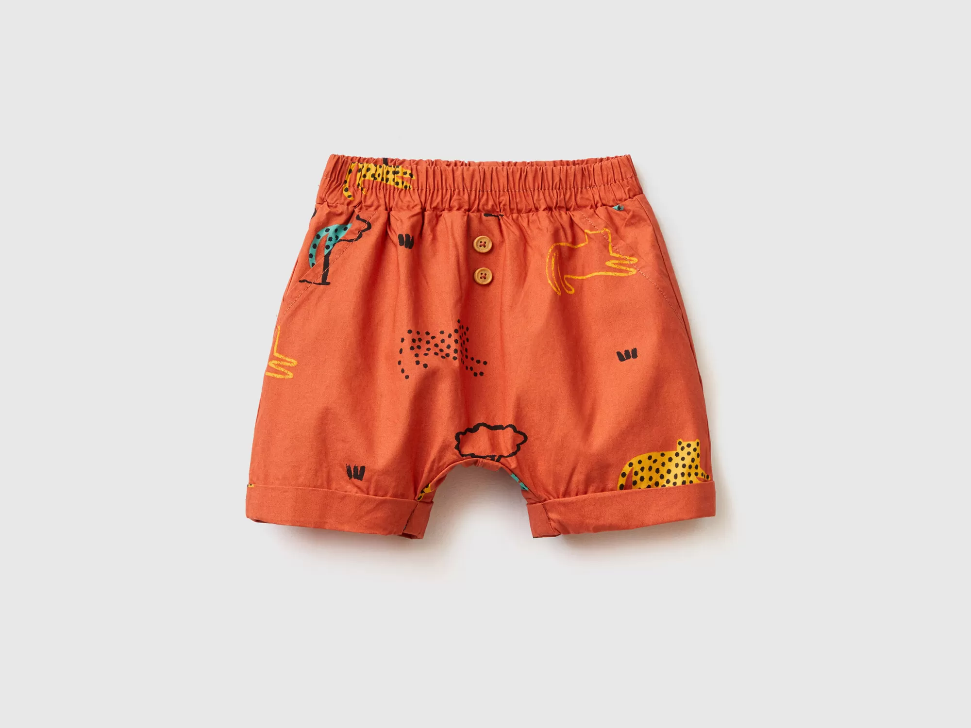 Benetton Pantalon Corto Con Estampado De Animales-Niños Pantalones