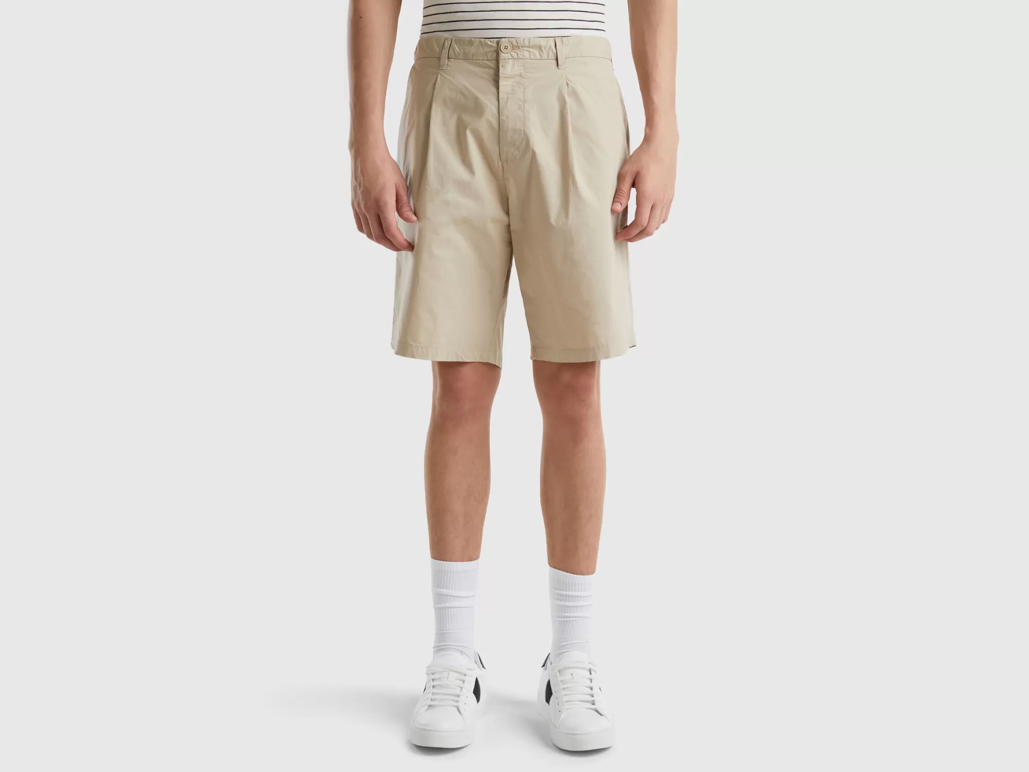 Benetton Pantalon Corto Con Pinzas-Hombre Pantalones Y Chinos