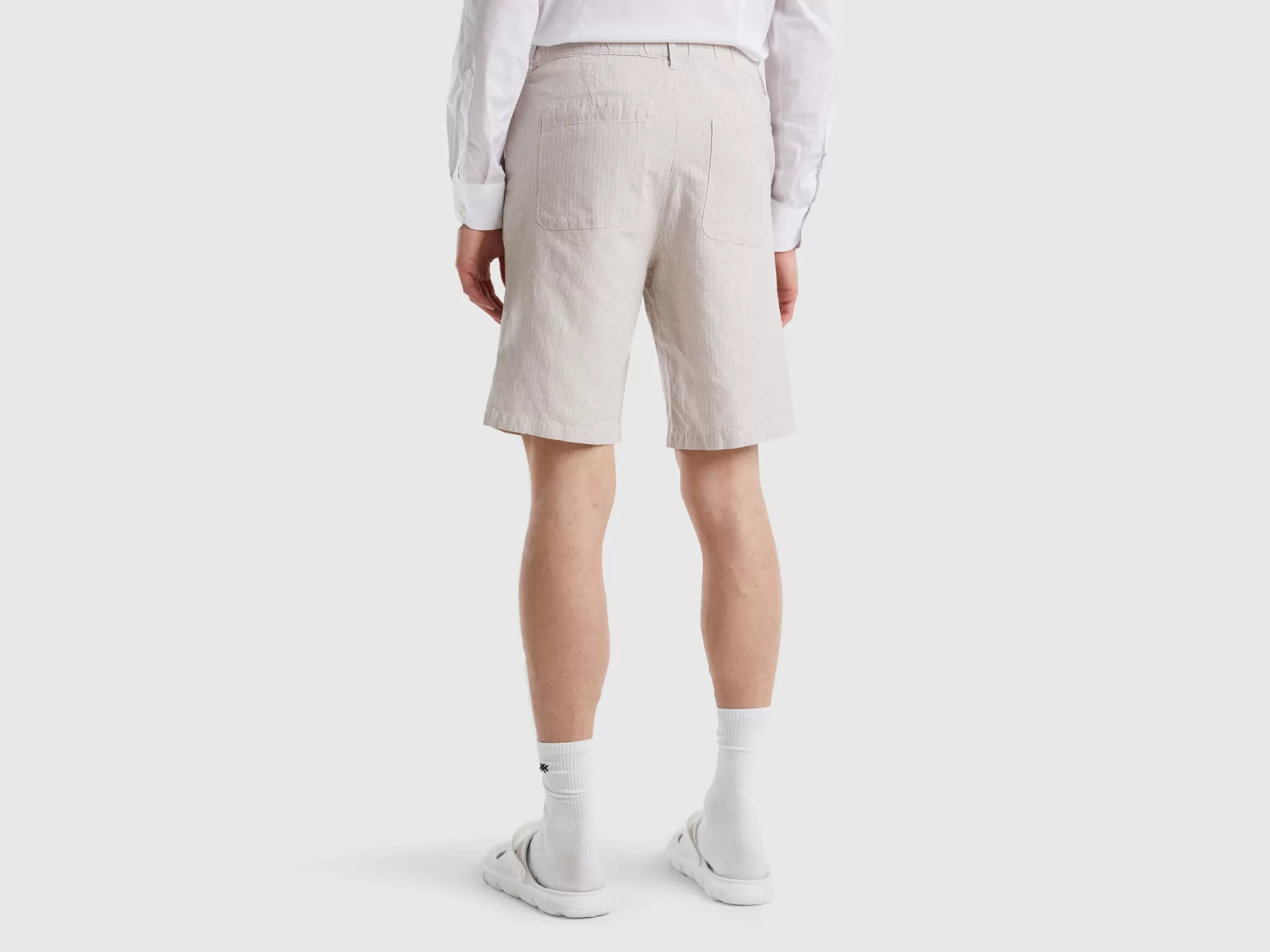 Benetton Pantalon Corto De Lino Mixto-Hombre Pantalones Y Chinos