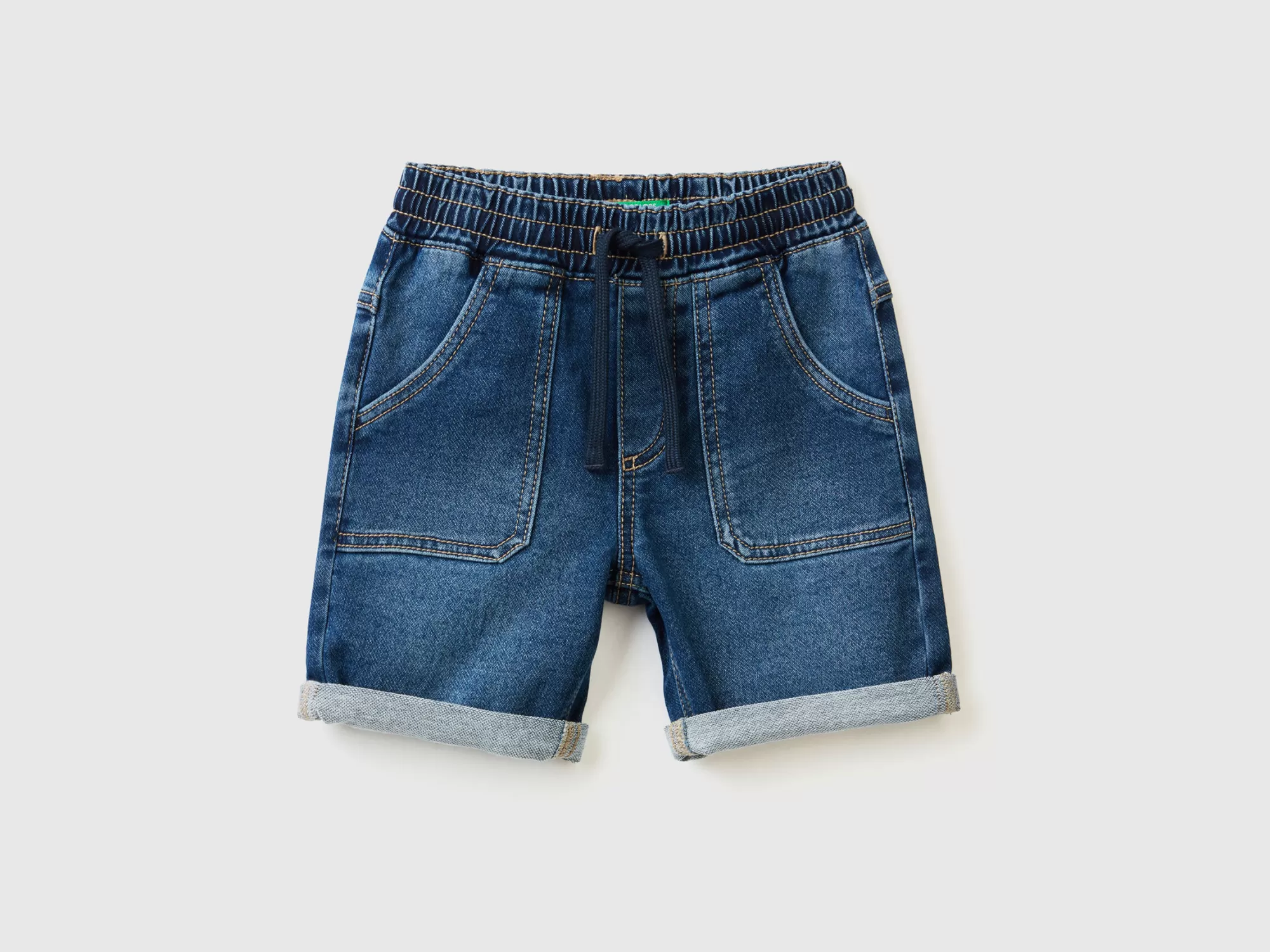 Benetton Pantalon Corto En Denim Elastico-Niños Pantalones Y Vaqueros