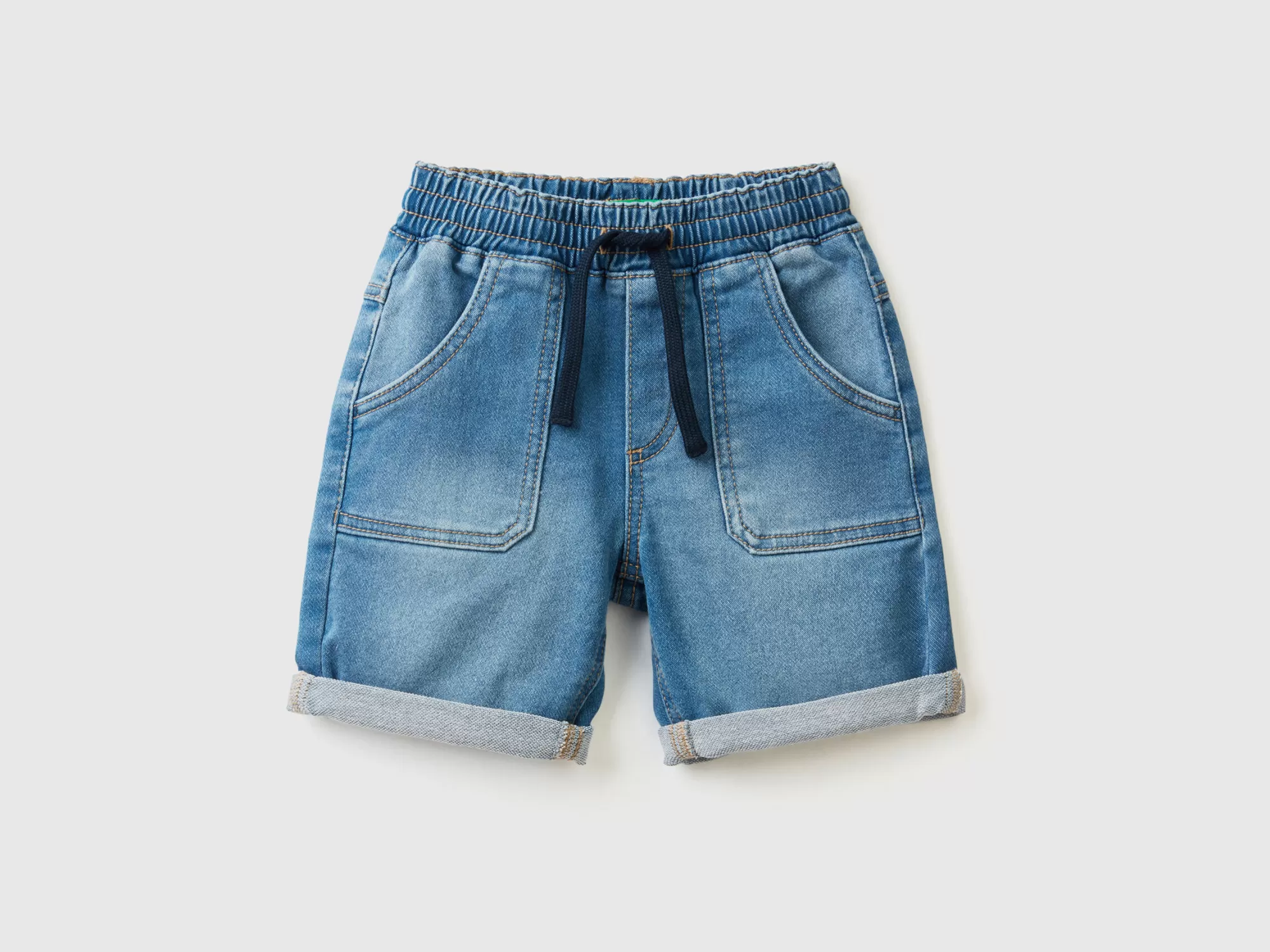 Benetton Pantalon Corto En Denim Elastico-Niños Pantalones Y Vaqueros