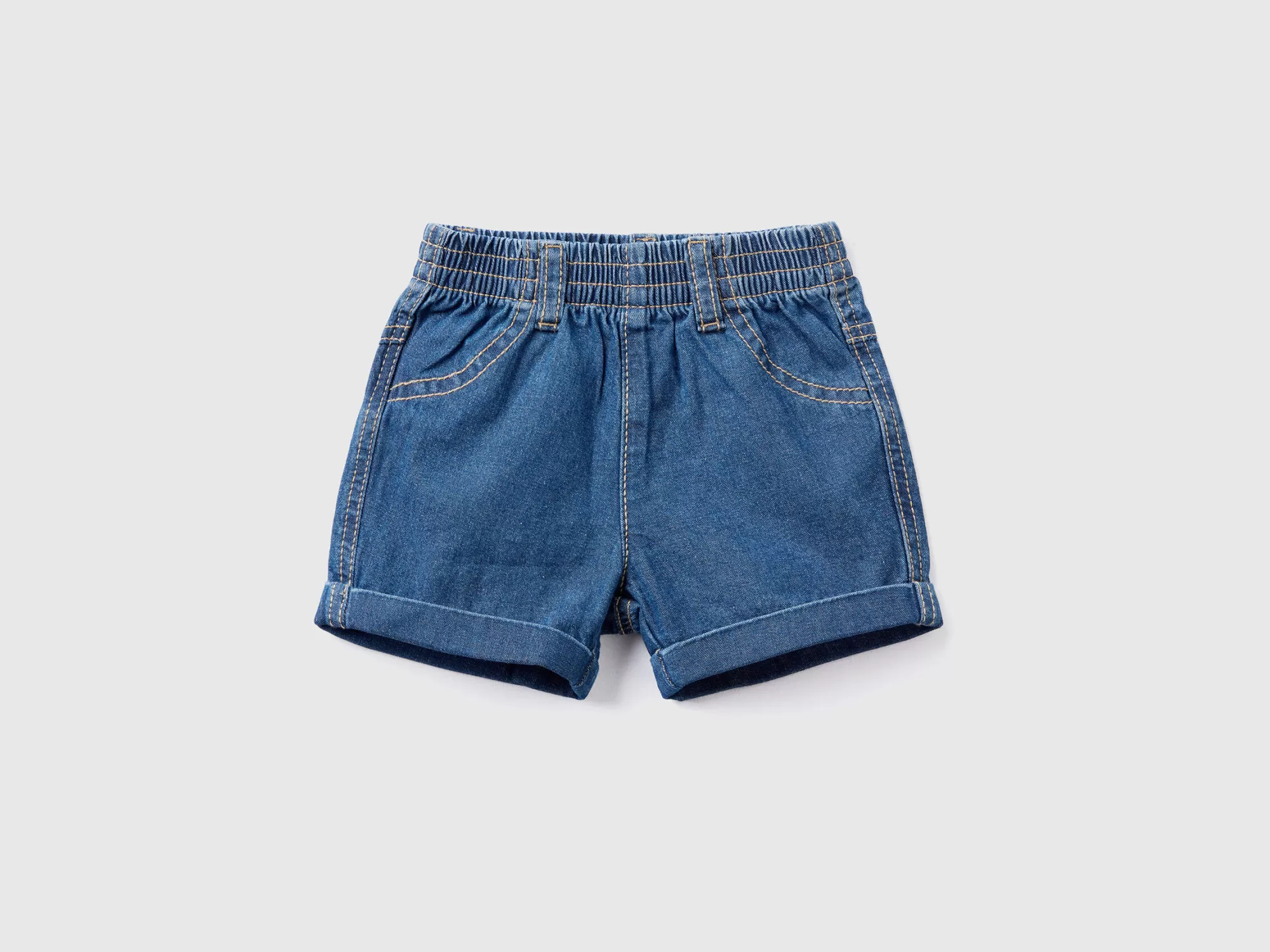 Benetton Pantalon Corto En Denim Ligero-Niños Pantalones