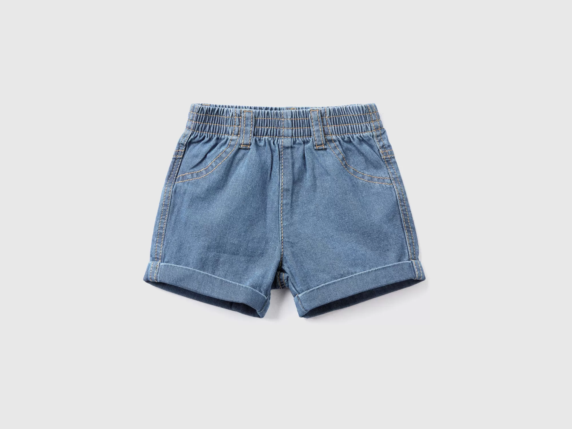 Benetton Pantalon Corto En Denim Ligero-Niños Pantalones