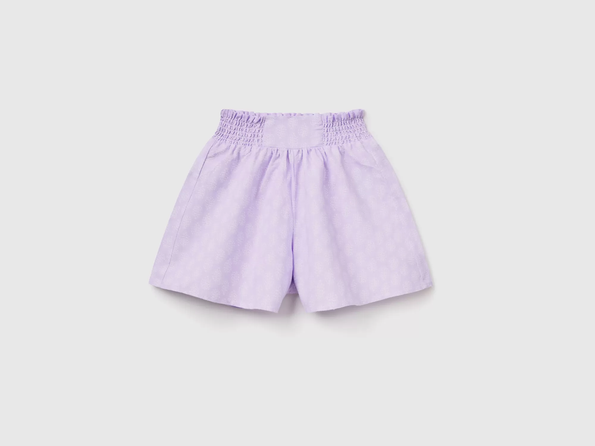 Benetton Pantalon Corto Estampado De Lino Mixto-Niños Pantalones Y Vaqueros