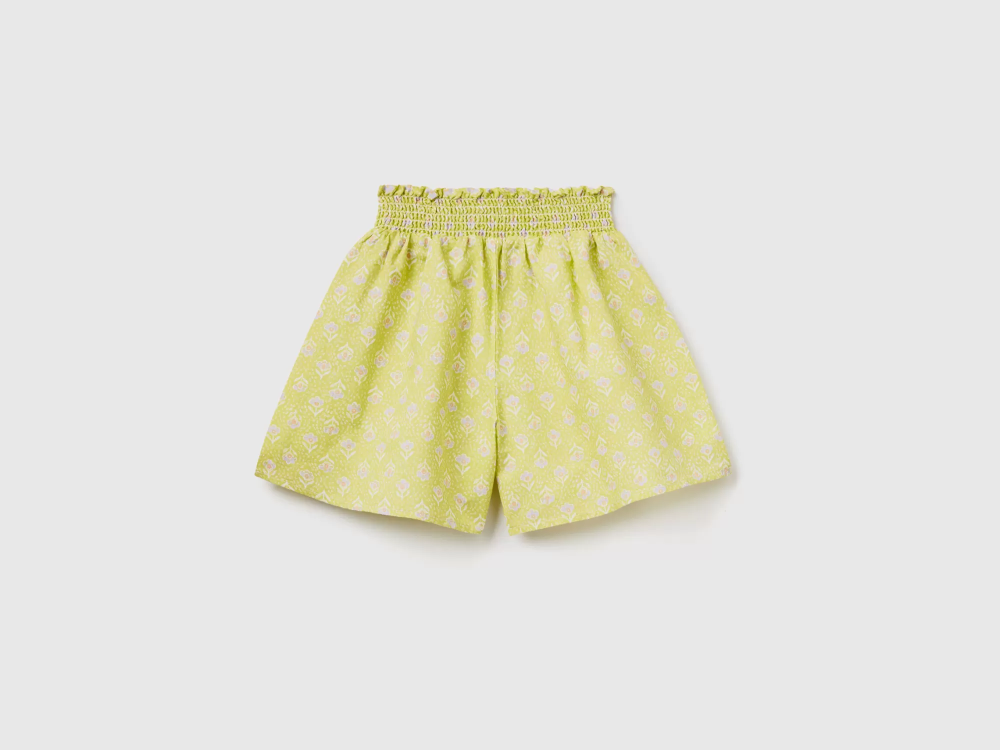 Benetton Pantalon Corto Estampado De Lino Mixto-Niños Pantalones Y Vaqueros