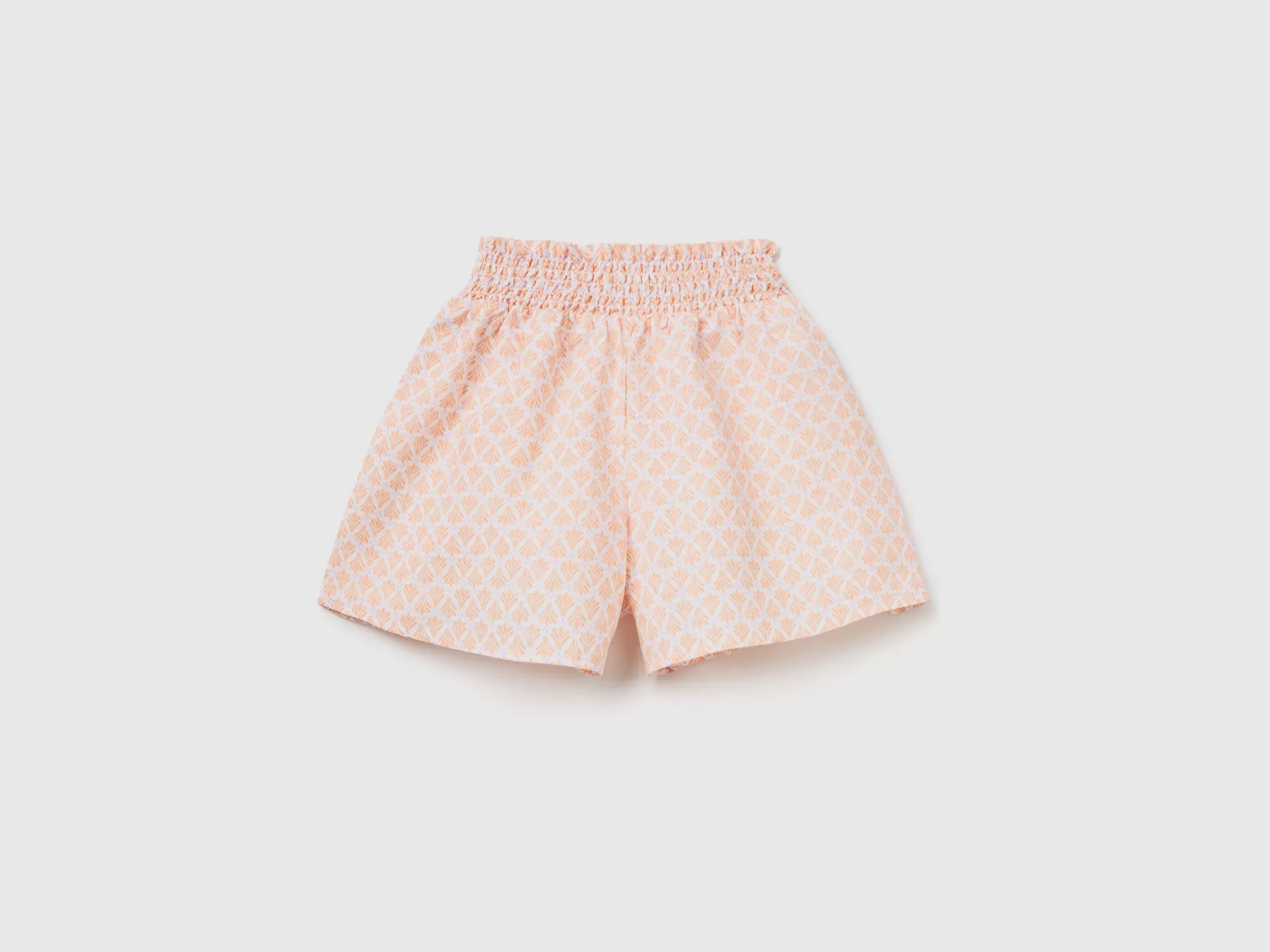 Benetton Pantalon Corto Estampado De Lino Mixto-Niños Pantalones Y Vaqueros