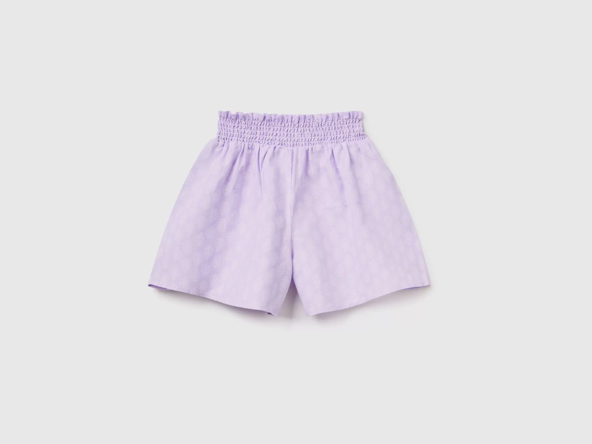 Benetton Pantalon Corto Estampado De Lino Mixto-Niños Pantalones Y Vaqueros