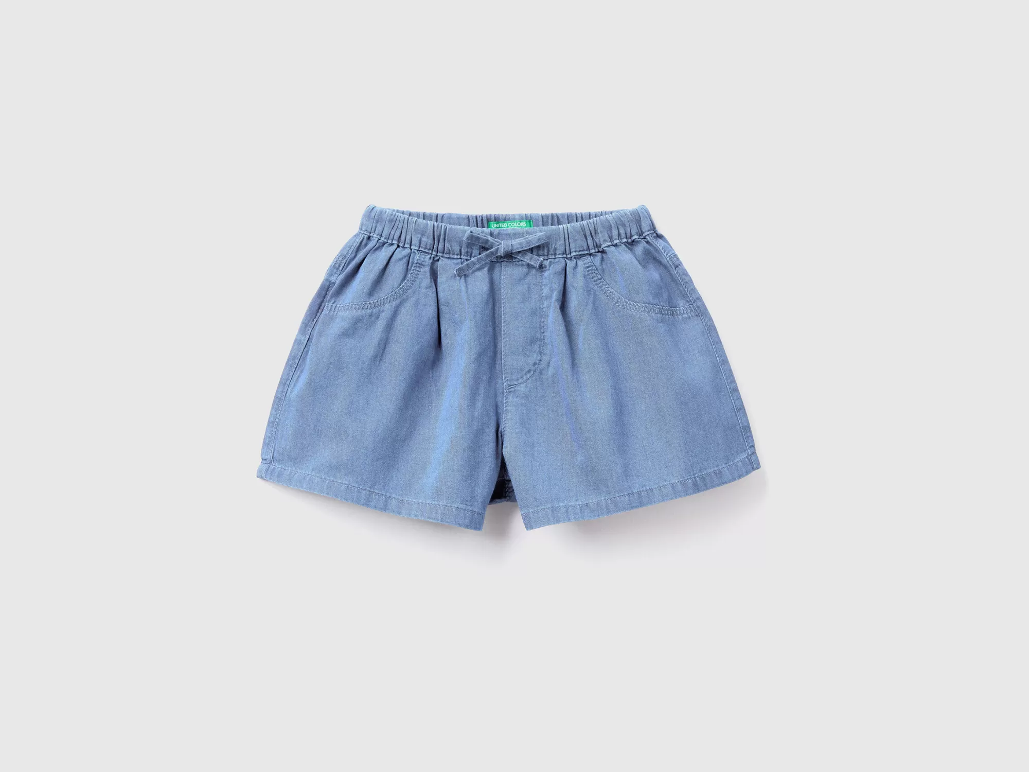 Benetton Pantalon Corto Ligero De Efecto Vaquero-Niños Pantalones Y Vaqueros