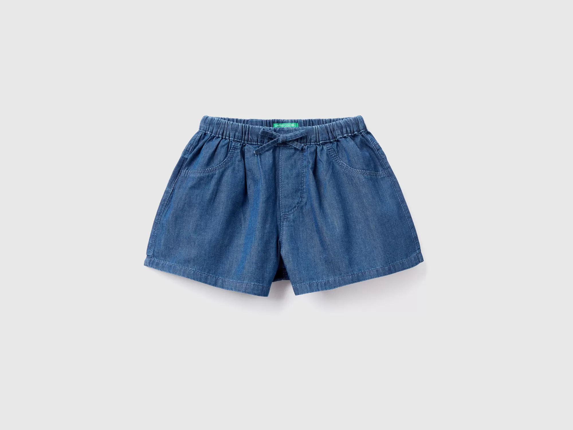 Benetton Pantalon Corto Ligero De Efecto Vaquero-Niños Pantalones Y Vaqueros