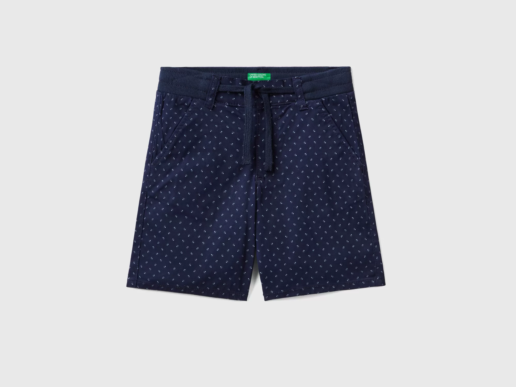 Benetton Pantalon Corto Microestampado Con Cordon-Niños Pantalones Y Vaqueros