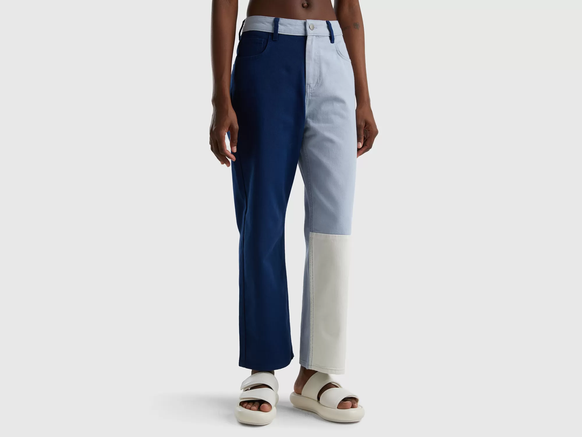 Benetton Pantalon Cropped Color Block-Mujer Pantalones Y Chinos