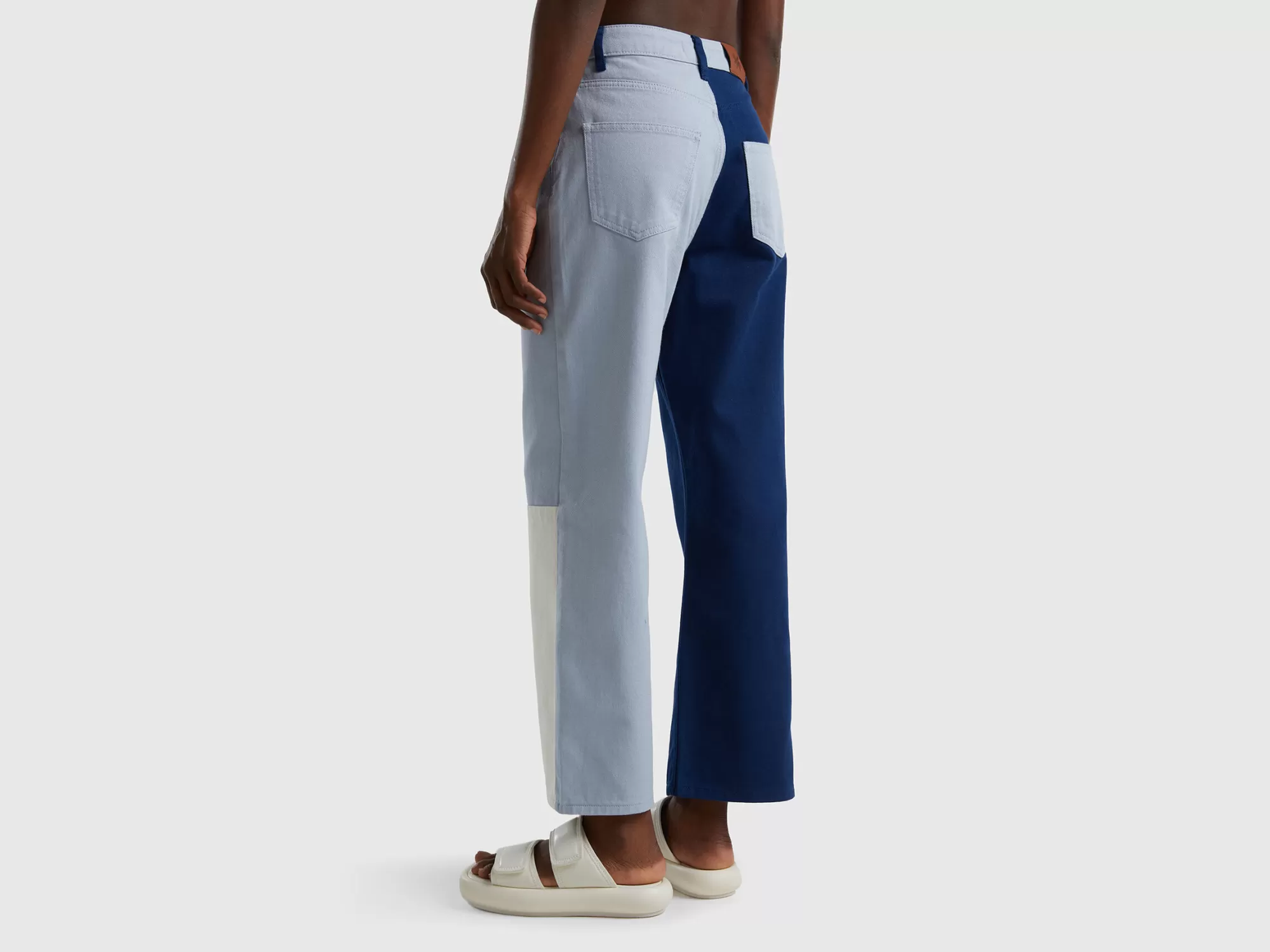 Benetton Pantalon Cropped Color Block-Mujer Pantalones Y Chinos