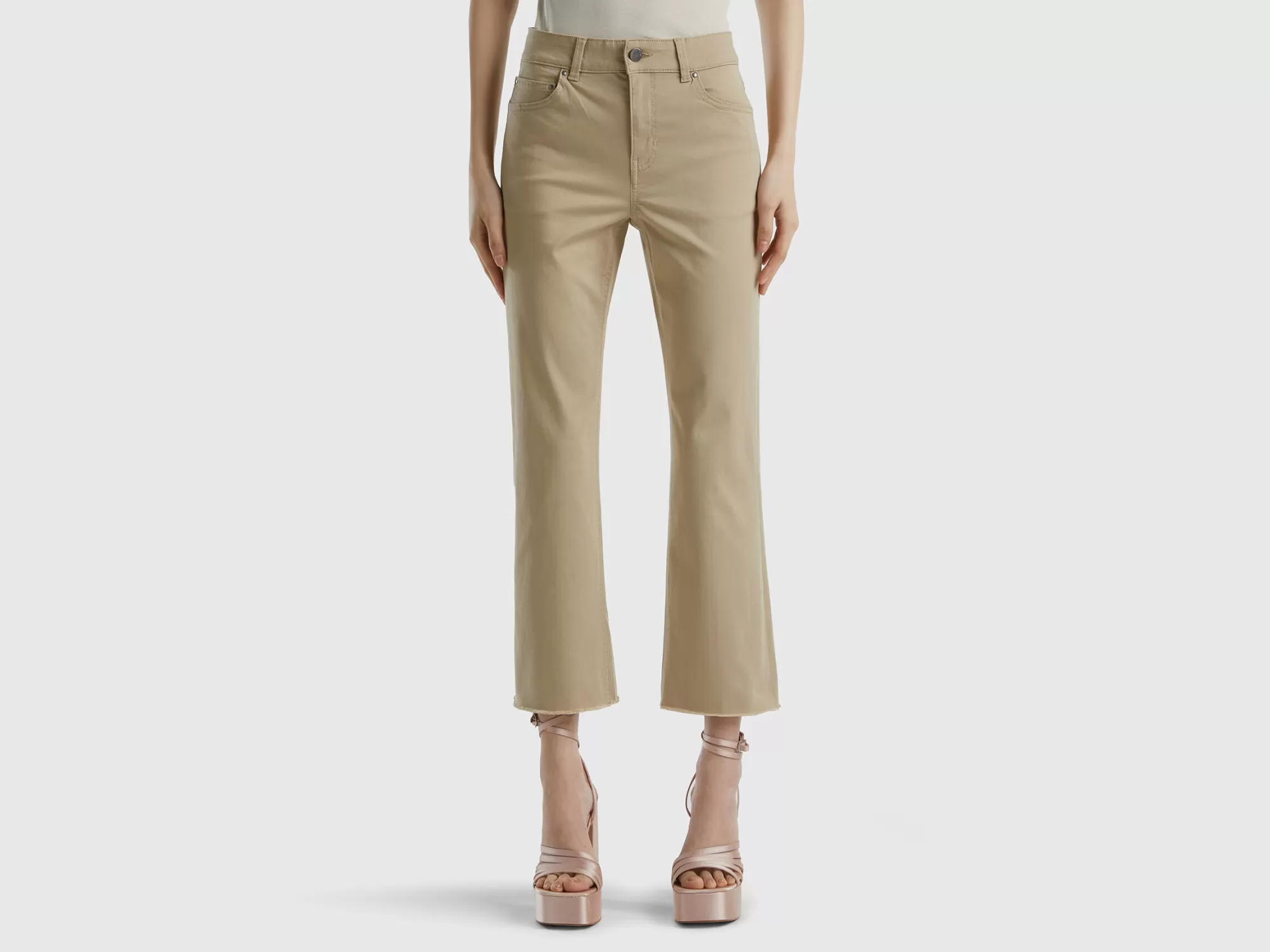 Benetton Pantalon Cropped Con Cinco Bolsillos-Mujer Pantalones Y Chinos