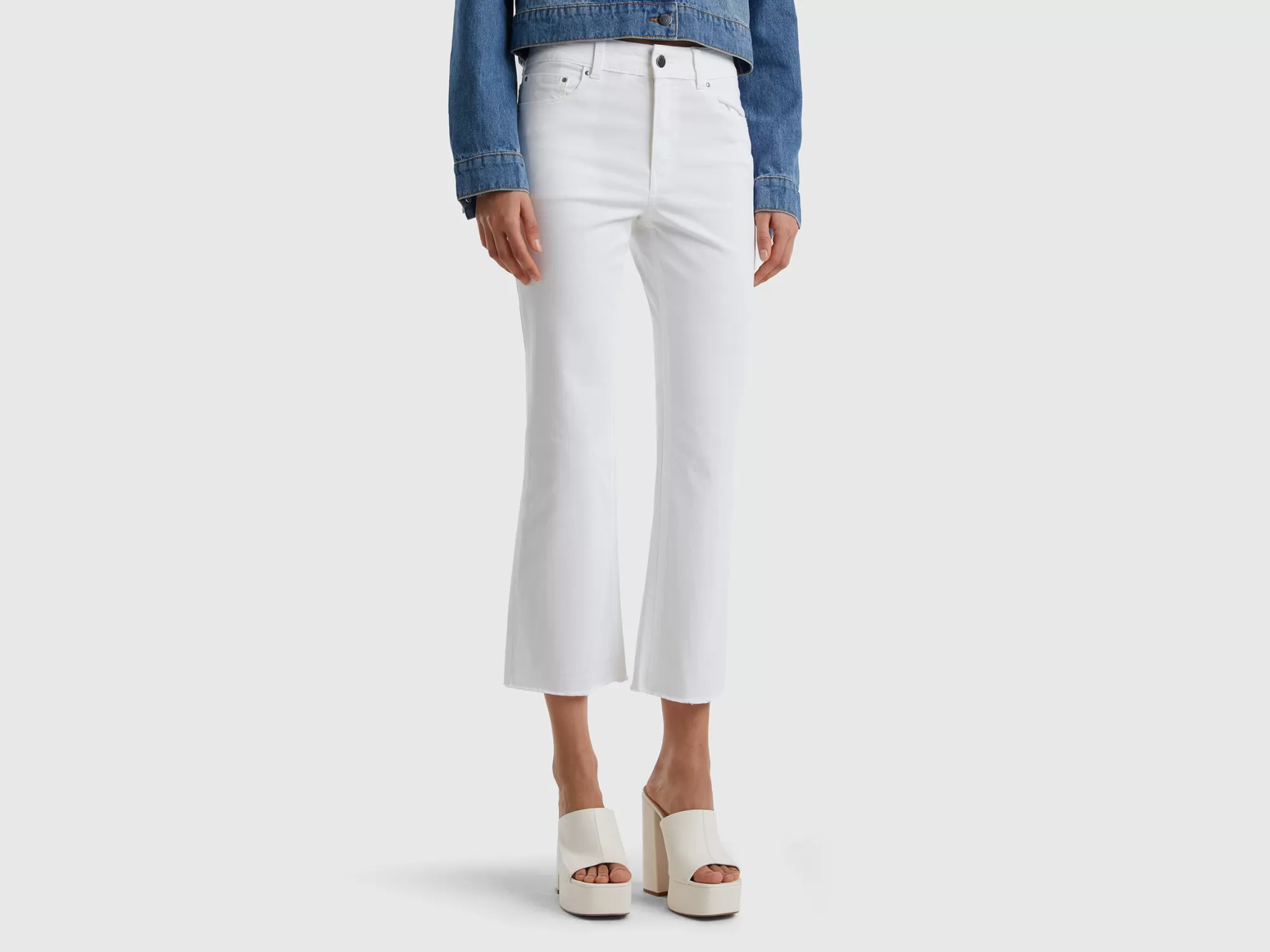 Benetton Pantalon Cropped Con Cinco Bolsillos-Mujer Pantalones Y Chinos