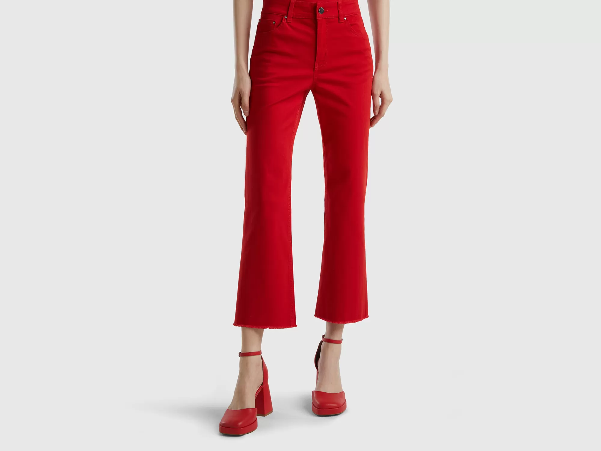 Benetton Pantalon Cropped Con Cinco Bolsillos-Mujer Pantalones Y Chinos