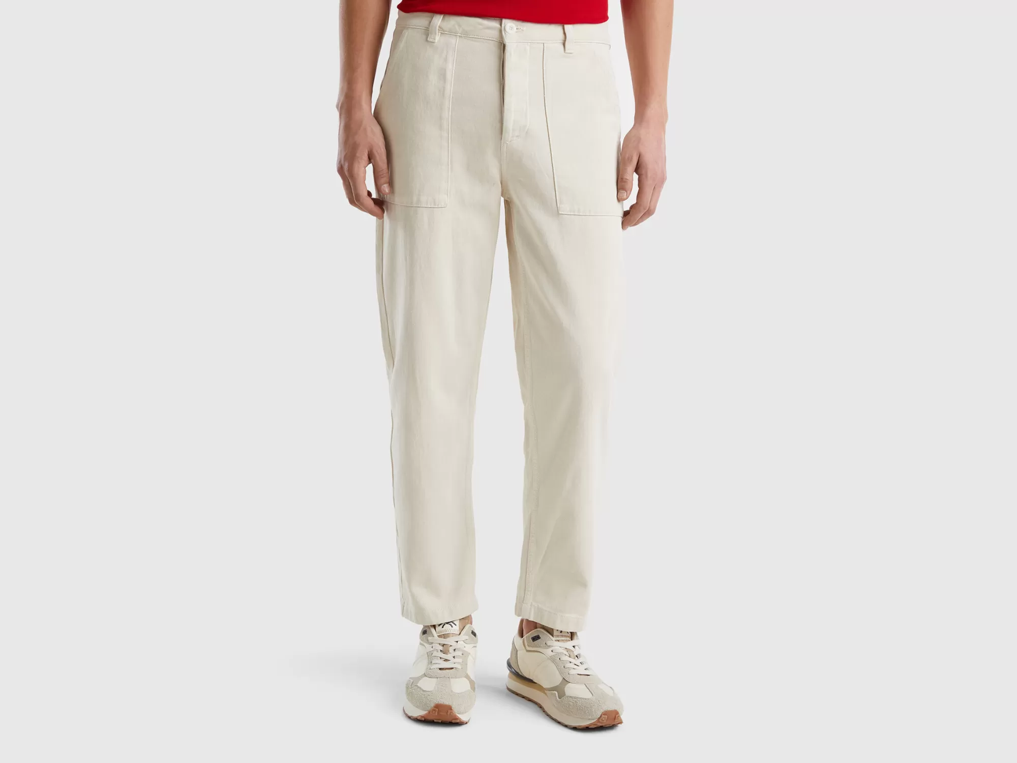 Benetton Pantalon Cropped Con Pernera Recta-Hombre Pantalones Y Chinos