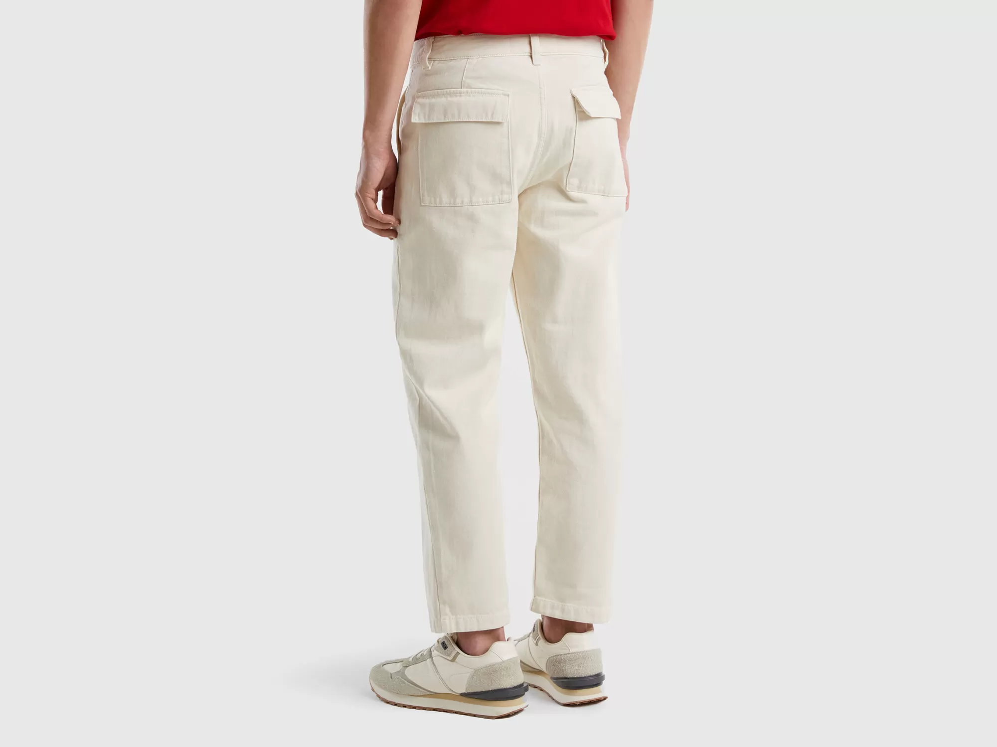 Benetton Pantalon Cropped Con Pernera Recta-Hombre Pantalones Y Chinos