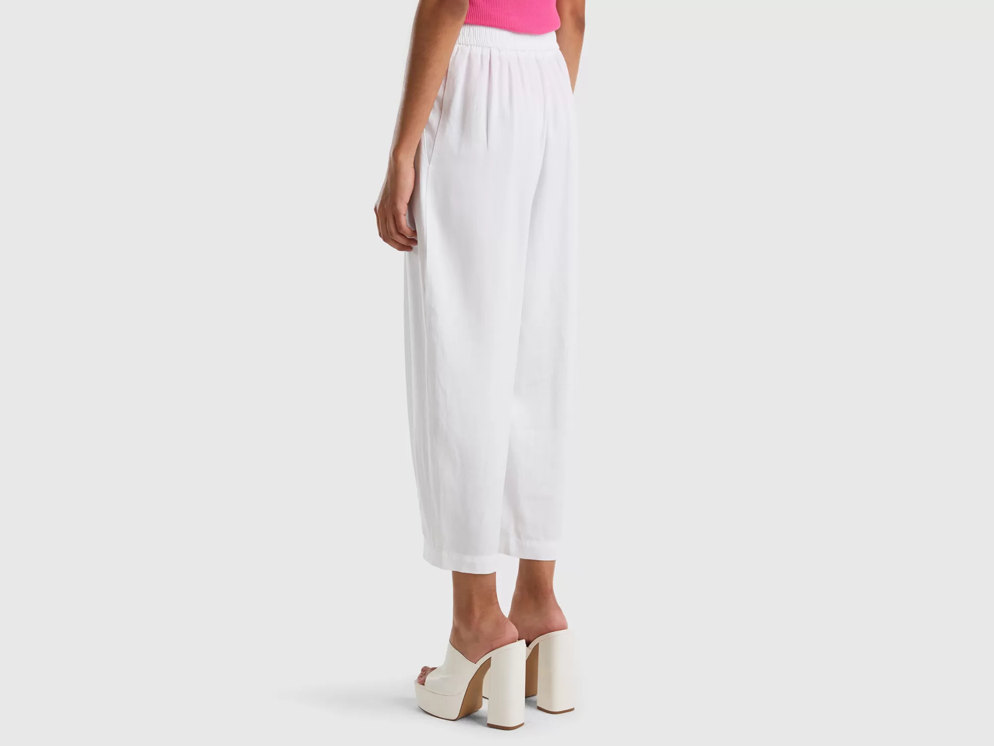 Benetton Pantalon Cropped Con Pliegues-Mujer Pantalones Y Chinos