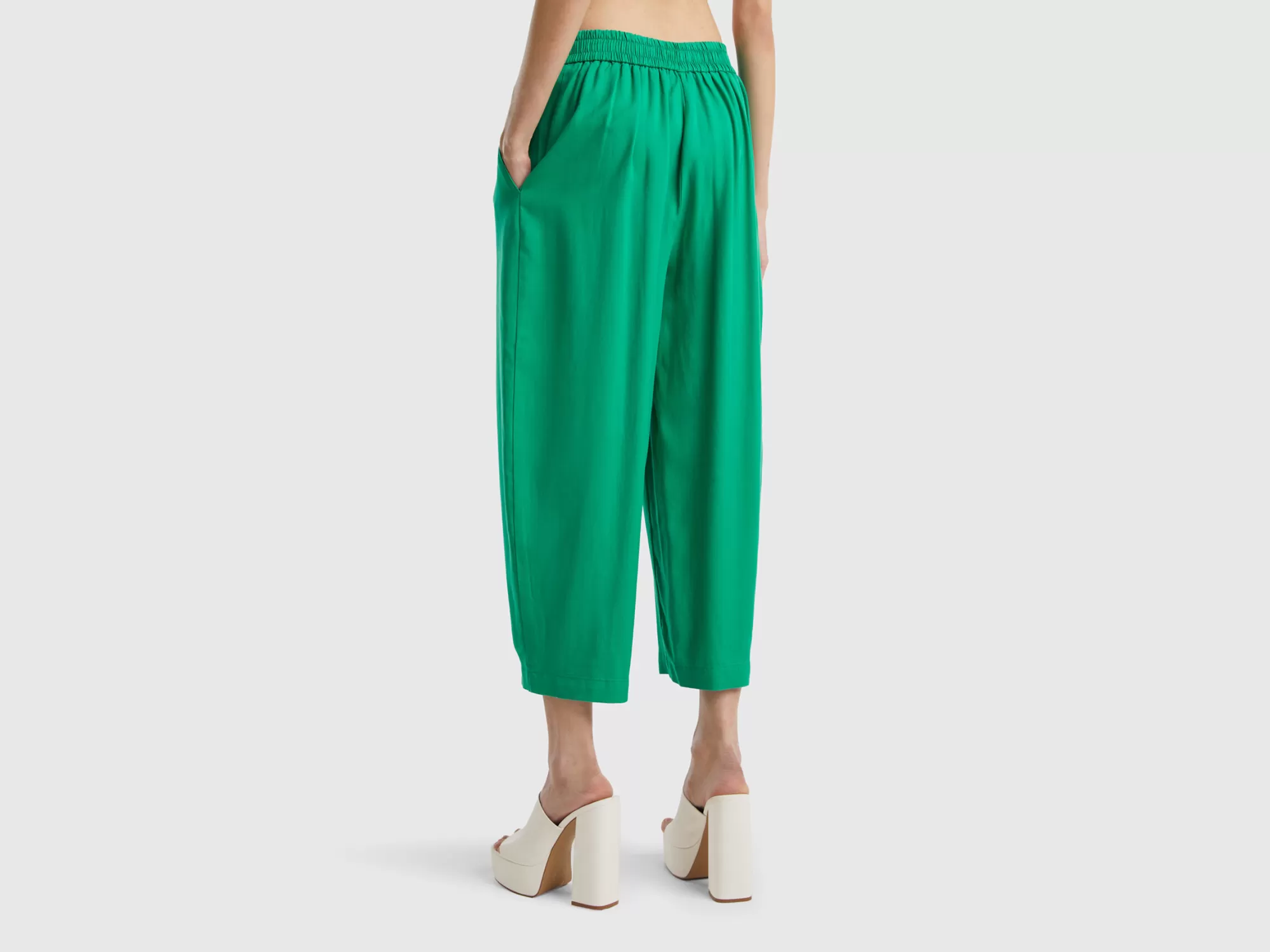 Benetton Pantalon Cropped Con Pliegues-Mujer Pantalones Y Chinos