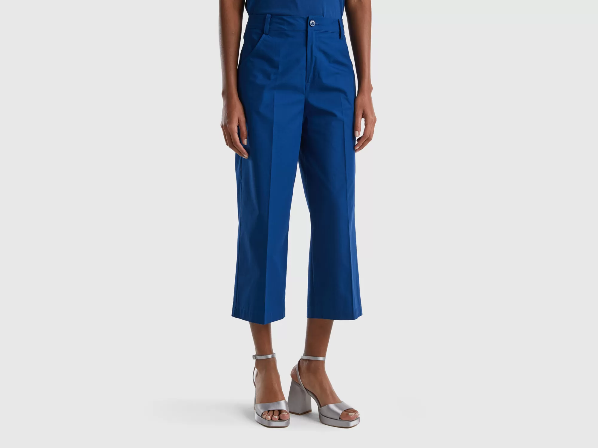 Benetton Pantalon Cropped De 100 % Algodón-Mujer Pantalones Y Chinos