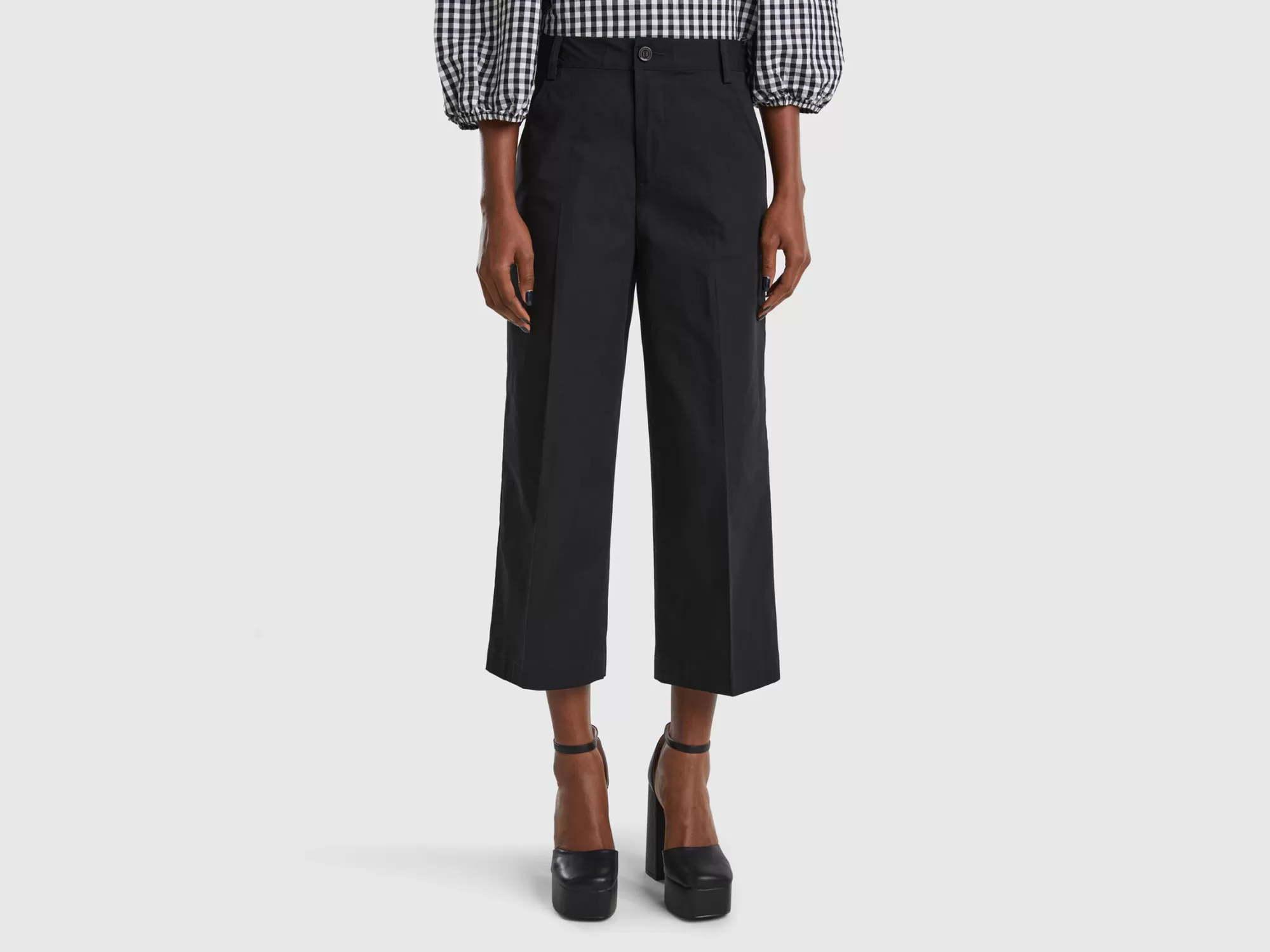 Benetton Pantalon Cropped De 100 % Algodón-Mujer Pantalones Y Chinos