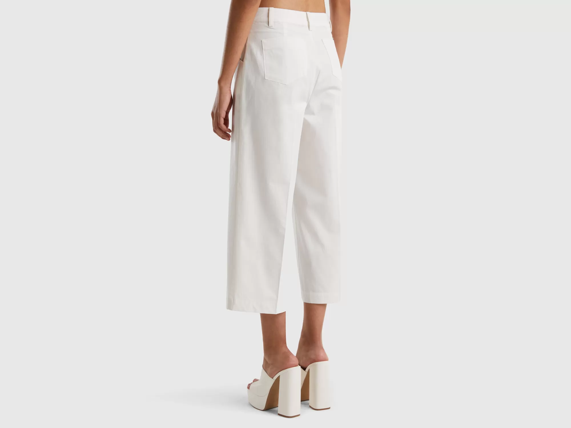 Benetton Pantalon Cropped De 100 % Algodón-Mujer Pantalones Y Chinos