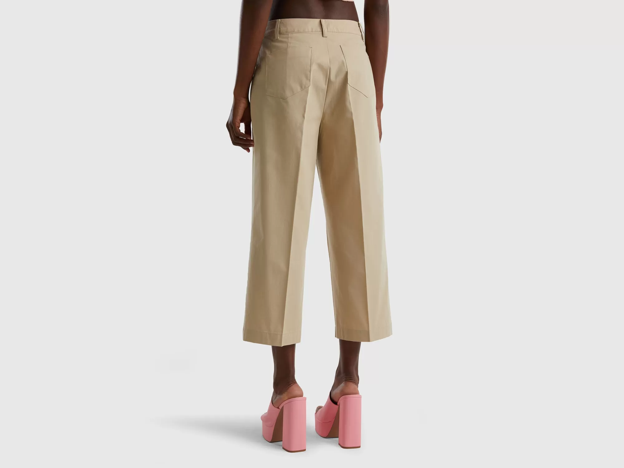 Benetton Pantalon Cropped De 100 % Algodón-Mujer Pantalones Y Chinos