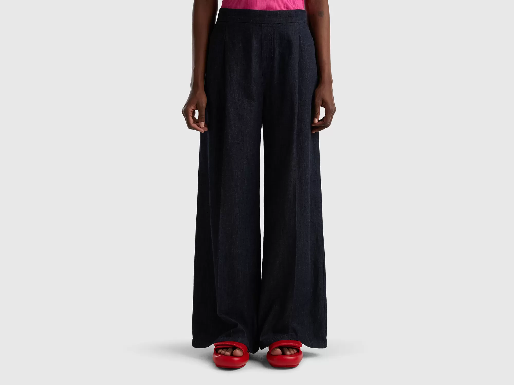 Benetton Pantalon De Algodón Y Canamo-Mujer Pantalones Y Chinos