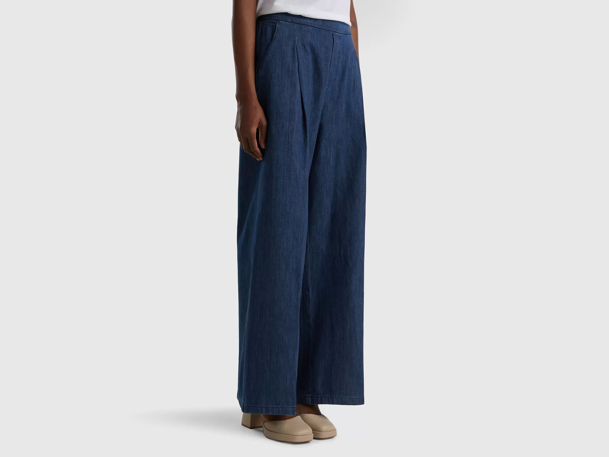 Benetton Pantalon De Algodón Y Canamo-Mujer Pantalones Y Chinos