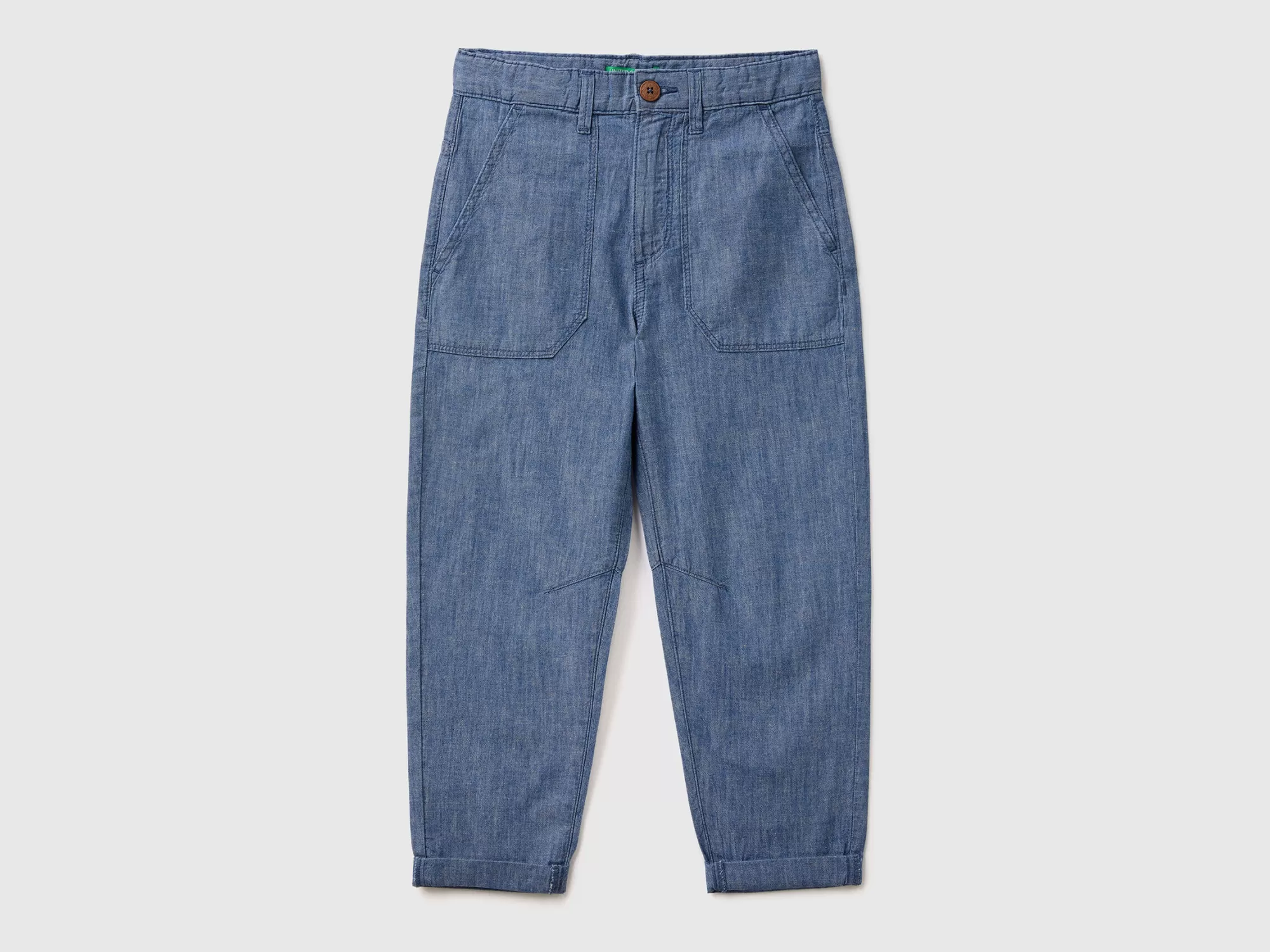 Benetton Pantalon De Cambray De Lino Mixto-Niños Pantalones Y Vaqueros