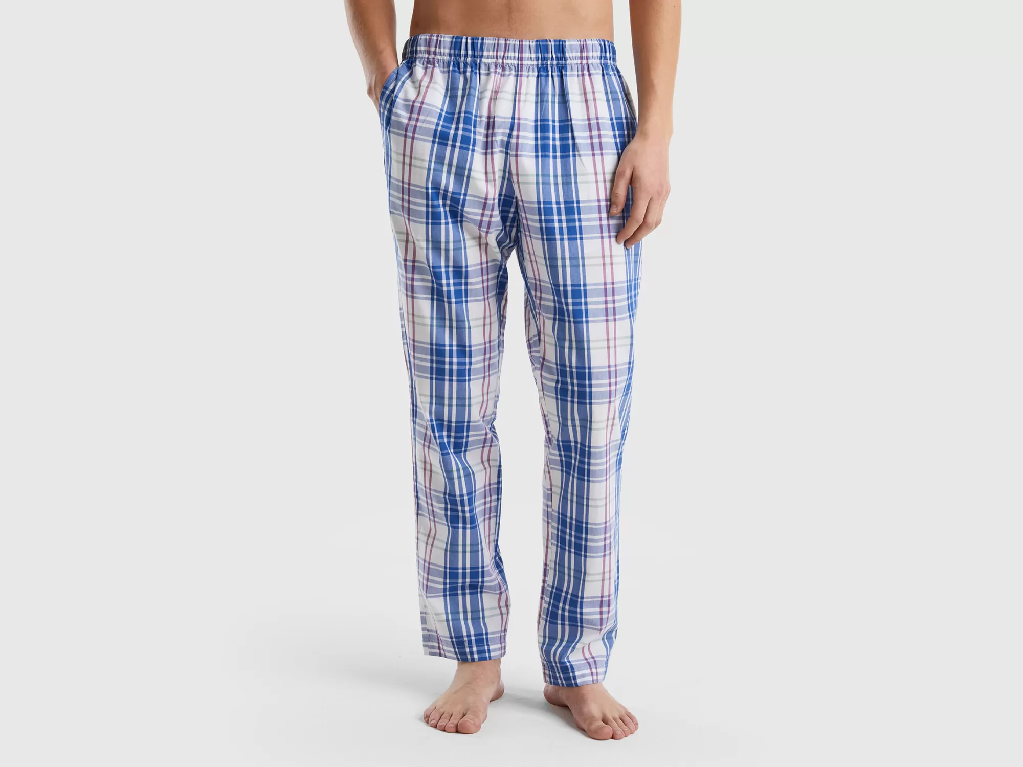 Benetton Pantalon De Cuadros De 100 % Algodón-Hombre Ropa Interior Y Pijamas